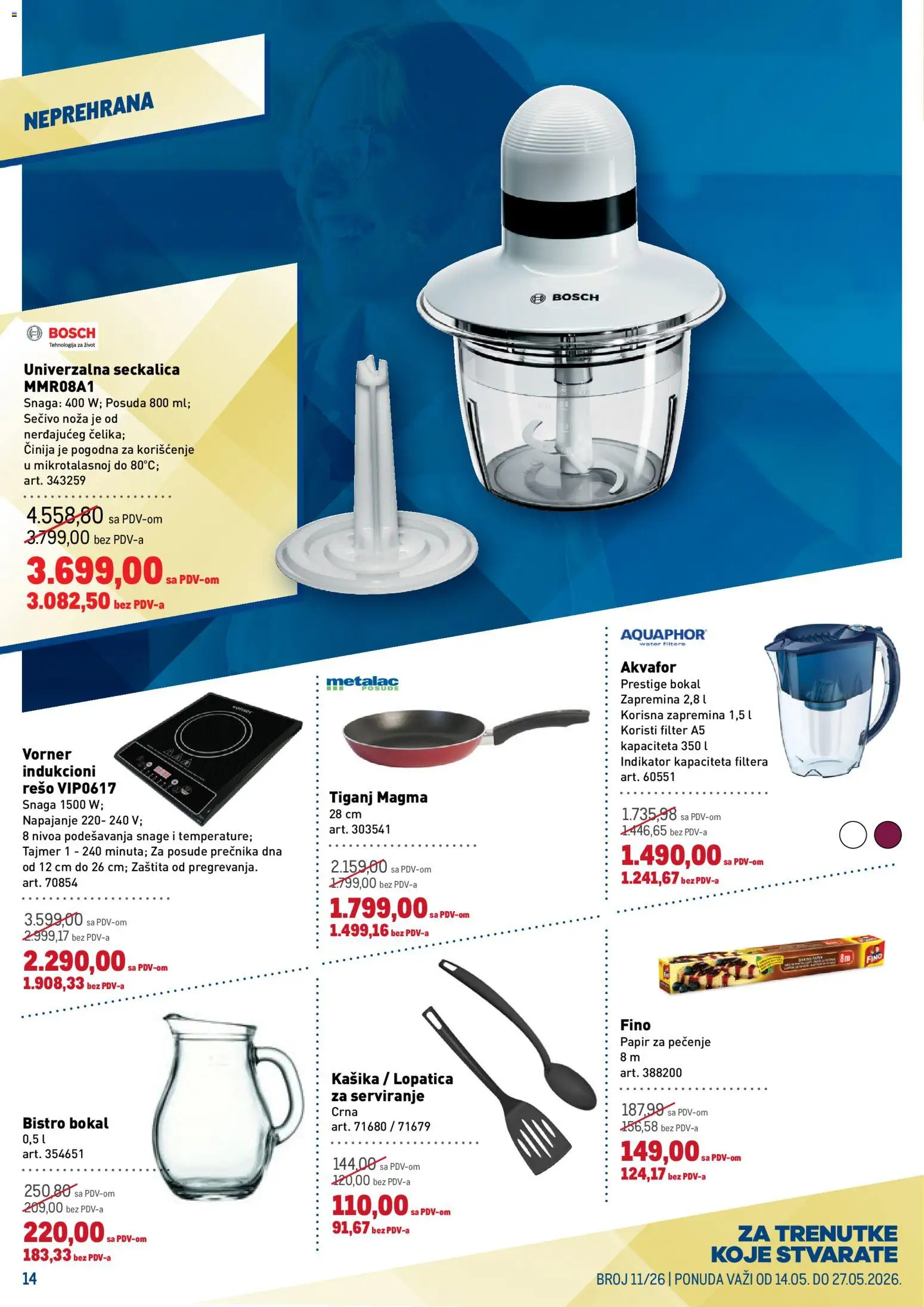 Metro katalog - važi od 14.05.2026 | Strana: 14 | Proizvode: Bosch, Papir za pečenje, Seckalica, Tiganj