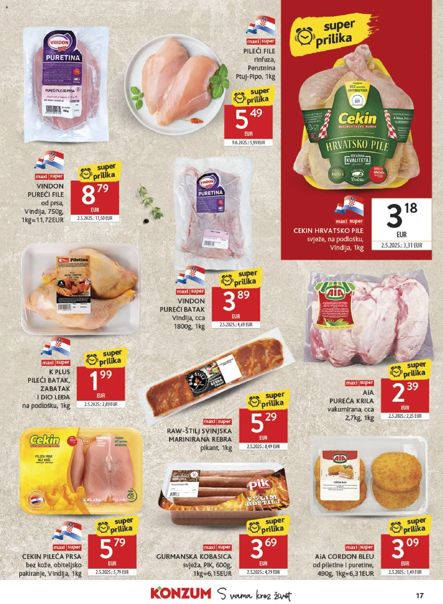 Konzum HR akciós ujság - amely érvényes a következő dátumtól: 2026.07.15. | Oldal: 17 | Termékek: Cordon bleu, Márka, Filé, Dió