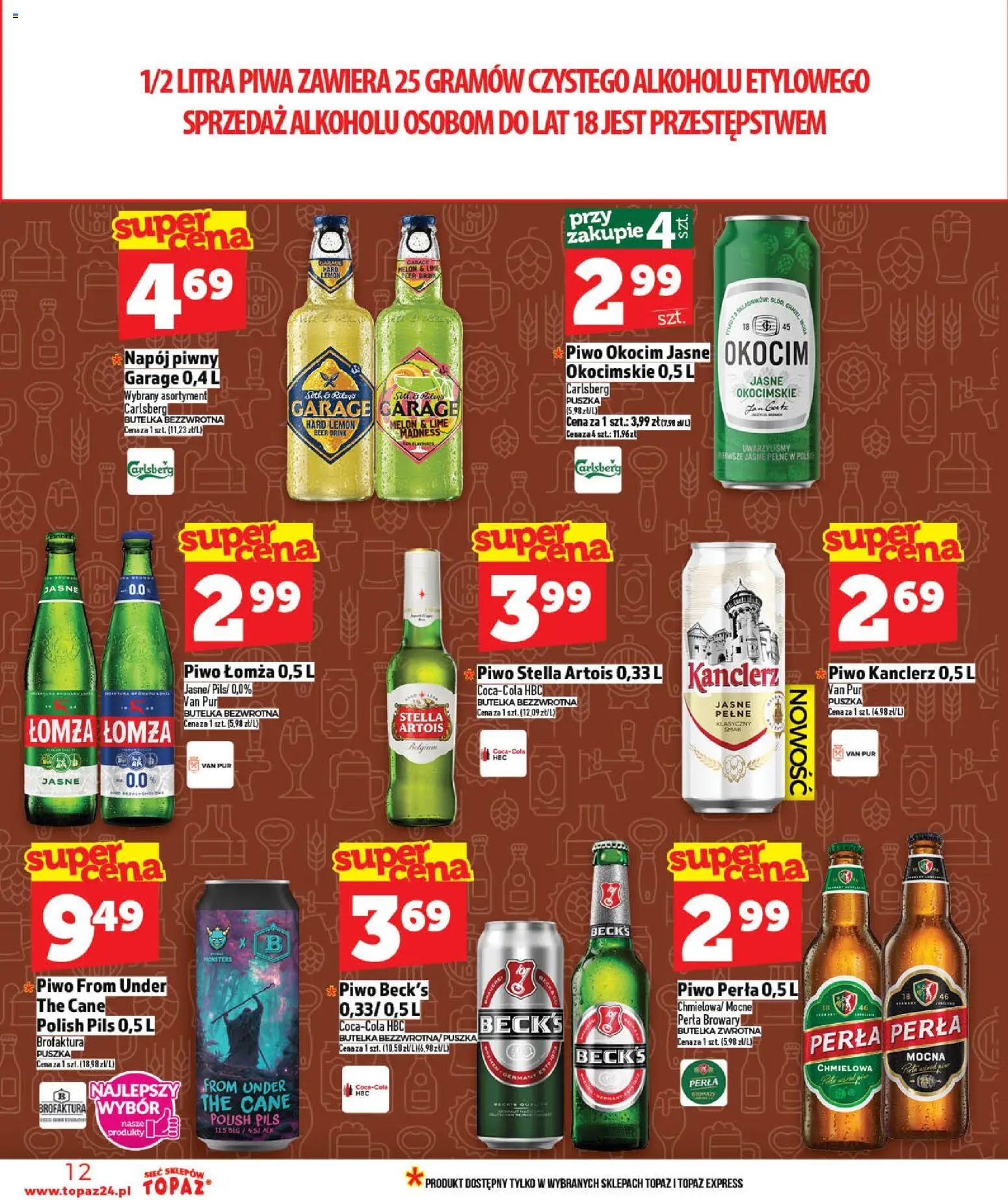 Topaz gazetka - MAZ od 21.05.2026 | Strona: 12 | Produkty: Piwo perła, Piwo