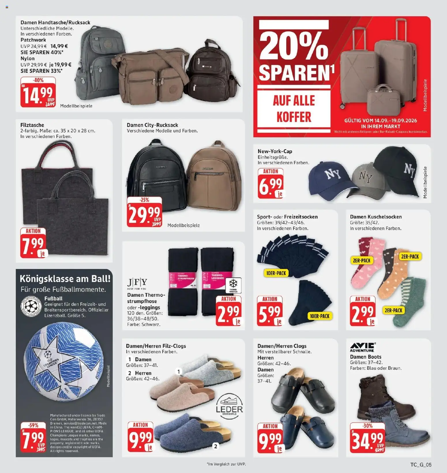 Edeka Prospekt Eislingen (ab 14.09.2026) » Angebote Online | Seite: 37 | Produkte: Fußball, Leggings, Koffer, Strumpfhose