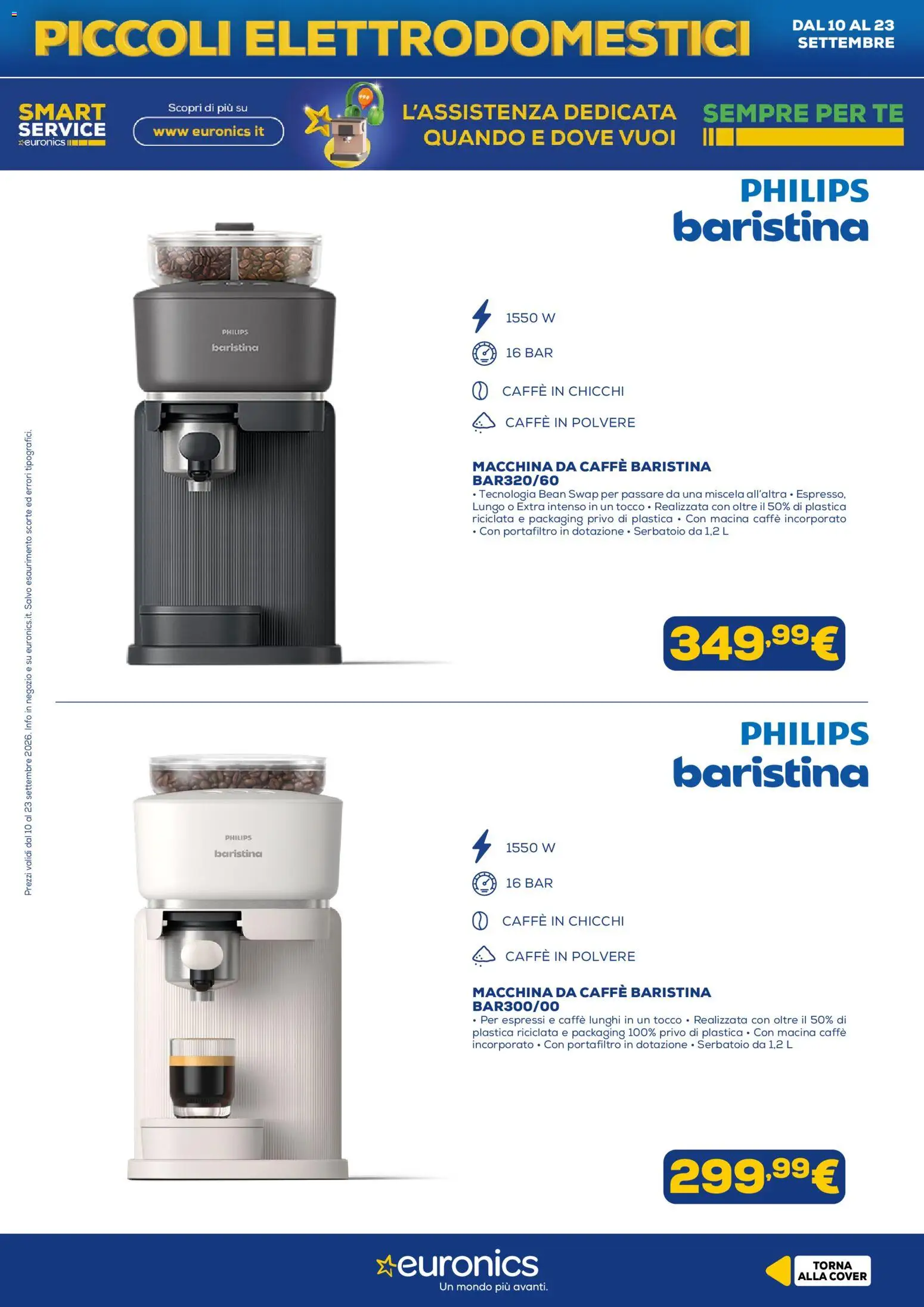 Volantino Euronics del 10/09/2026 | Pagina: 8 | Prodotti: Macchina da caffe, Caffè, Tè, Macina