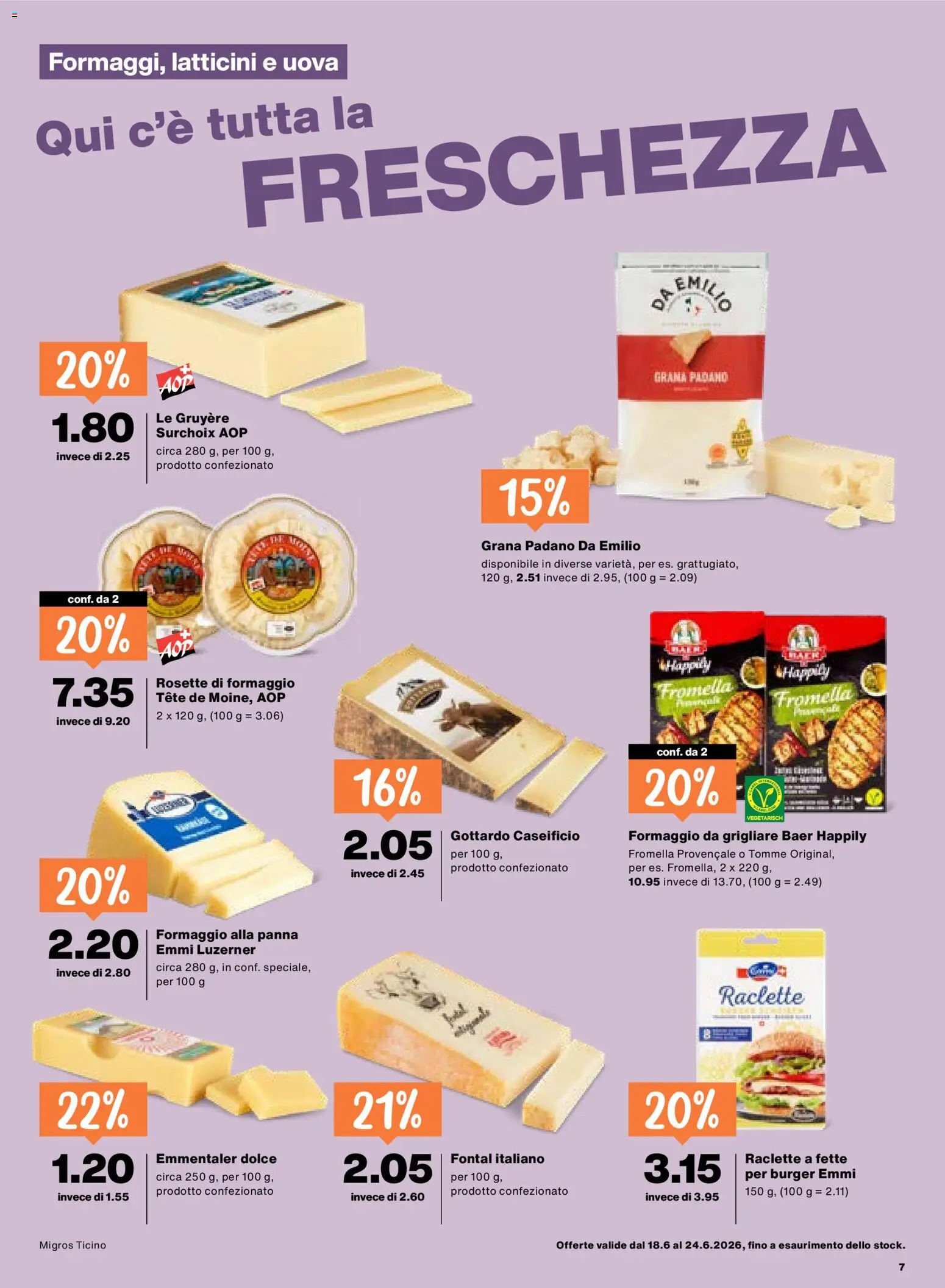 Migros aktionen IT – gültig ab 18.06.2026 | Seite: 7 | Produkte: Burger, Raclette