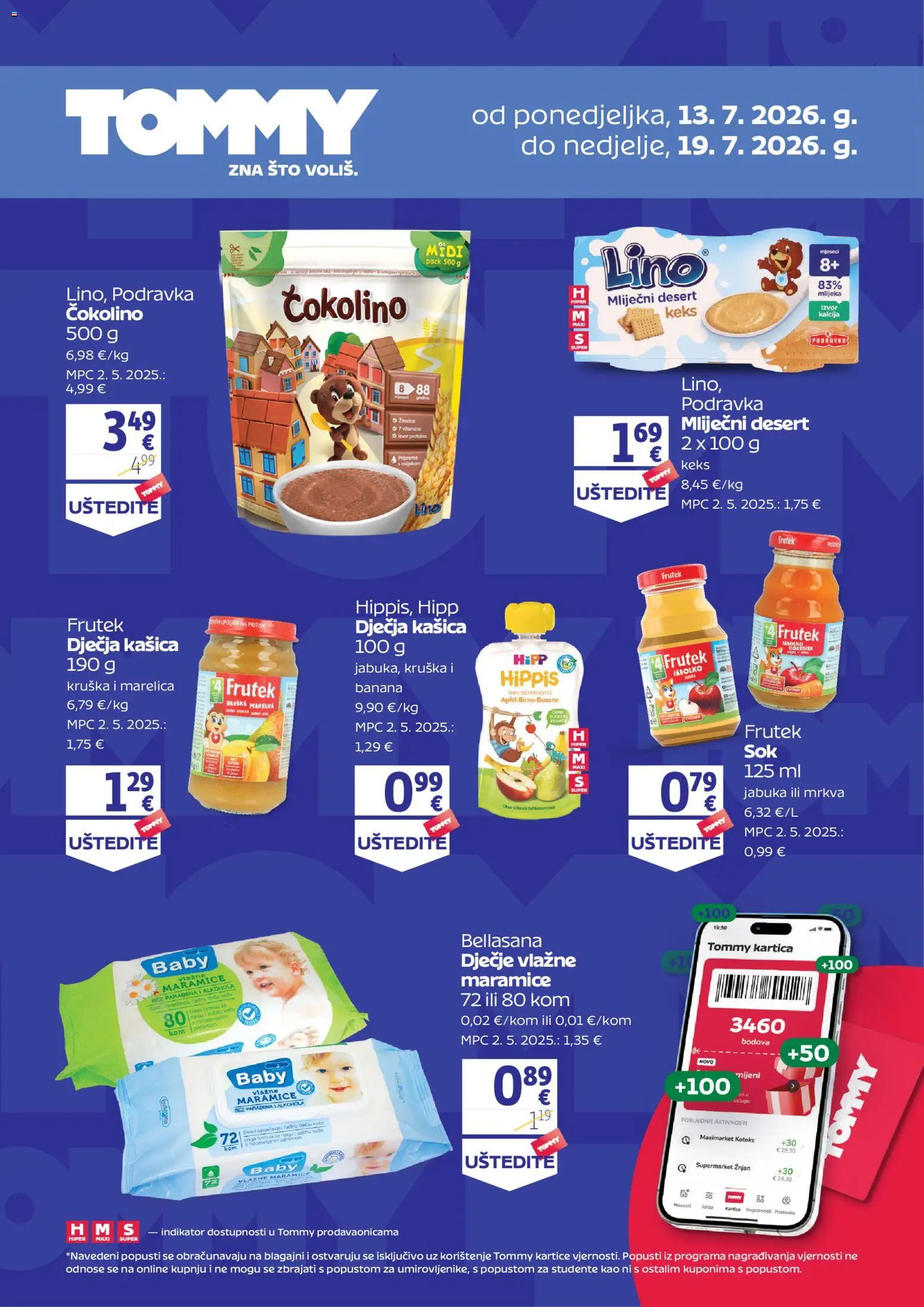 Tommy katalog | vrijedi od 13.07.2026 | Stranica: 1 | Proizvodi: Podravka, Keks, Mrkva, Jabuka