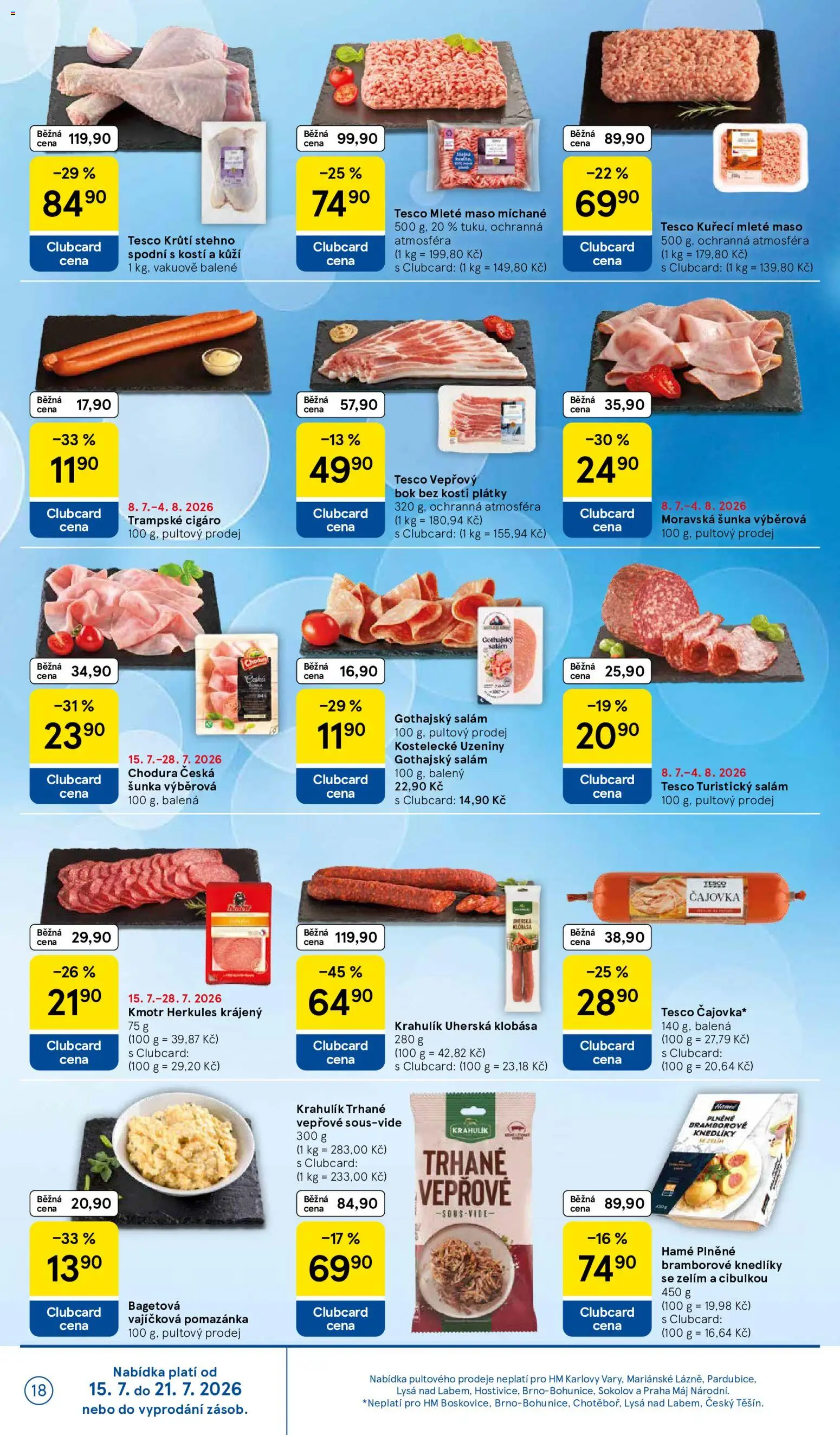 Tesco leták - Hypermarket od 15.07.2026 | Strana: 18 | Produkty: Salám, Šunka, Gothajský salám, Mleté maso