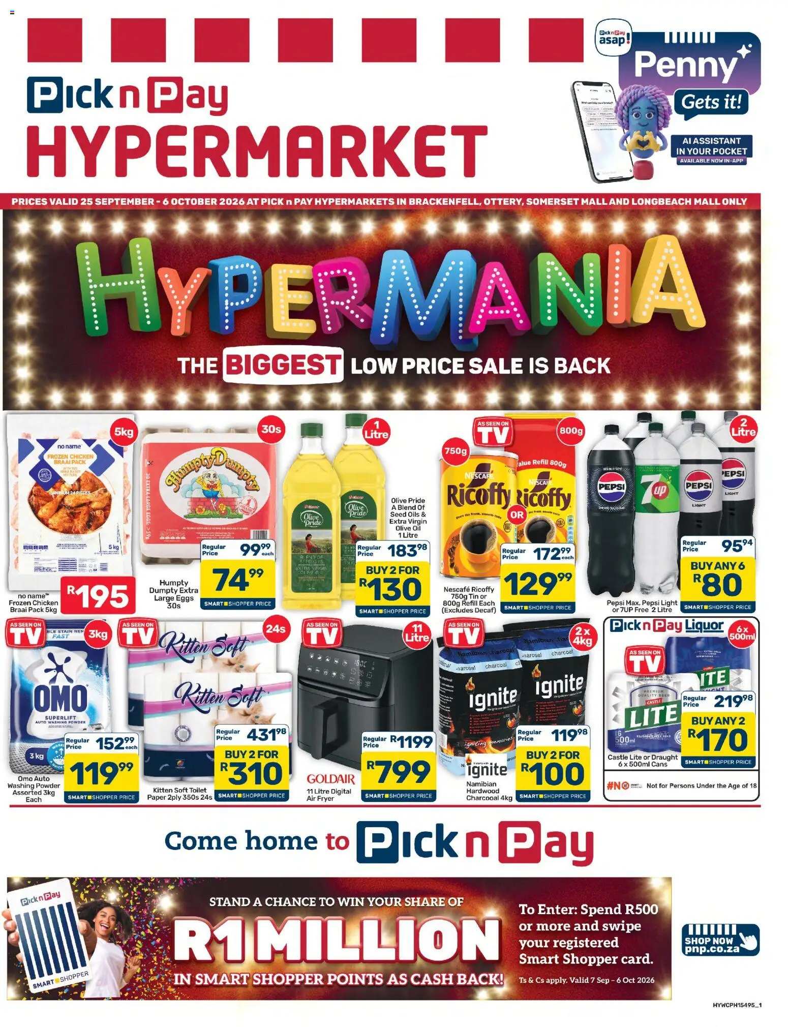 New Pick n Pay catalogue – valid from 25/09/2026 | Page: 1 | Products: TV, Frozen chicken, Air fryer, Eggs