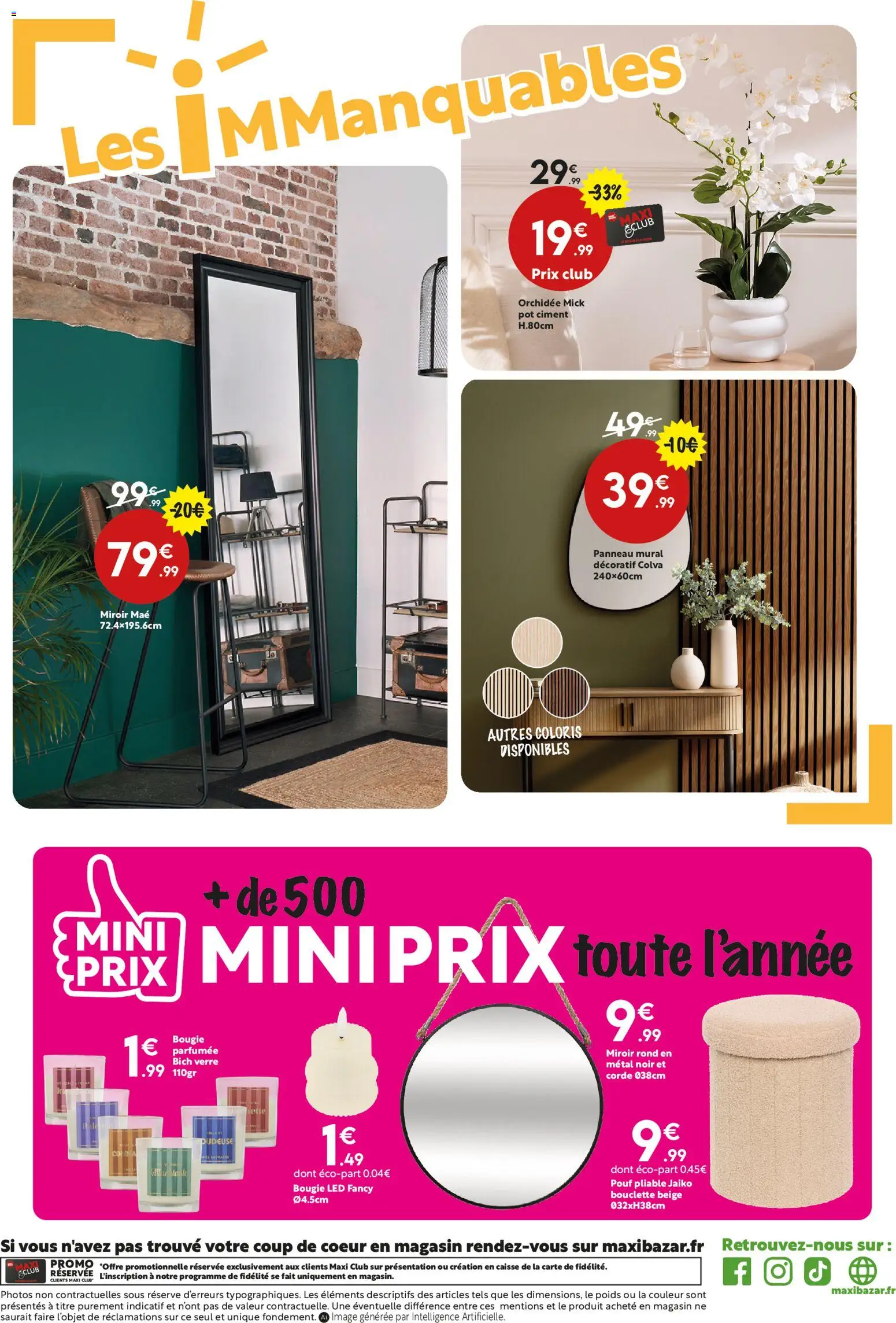 {H1} | Page: 23 | Produits: Pouf, Bougie parfumee, Miroir, Miroir rond