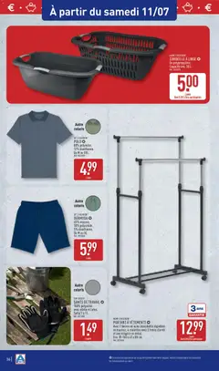 Aldi - Prévisualisation de CORBEILLE À LINGE, En polypropylène. Capacité env. 38 L. valide à partir de 07/07/2026 | Page: 38 | Produits: Étagère, Portant a vêtements, Shorts, Gants