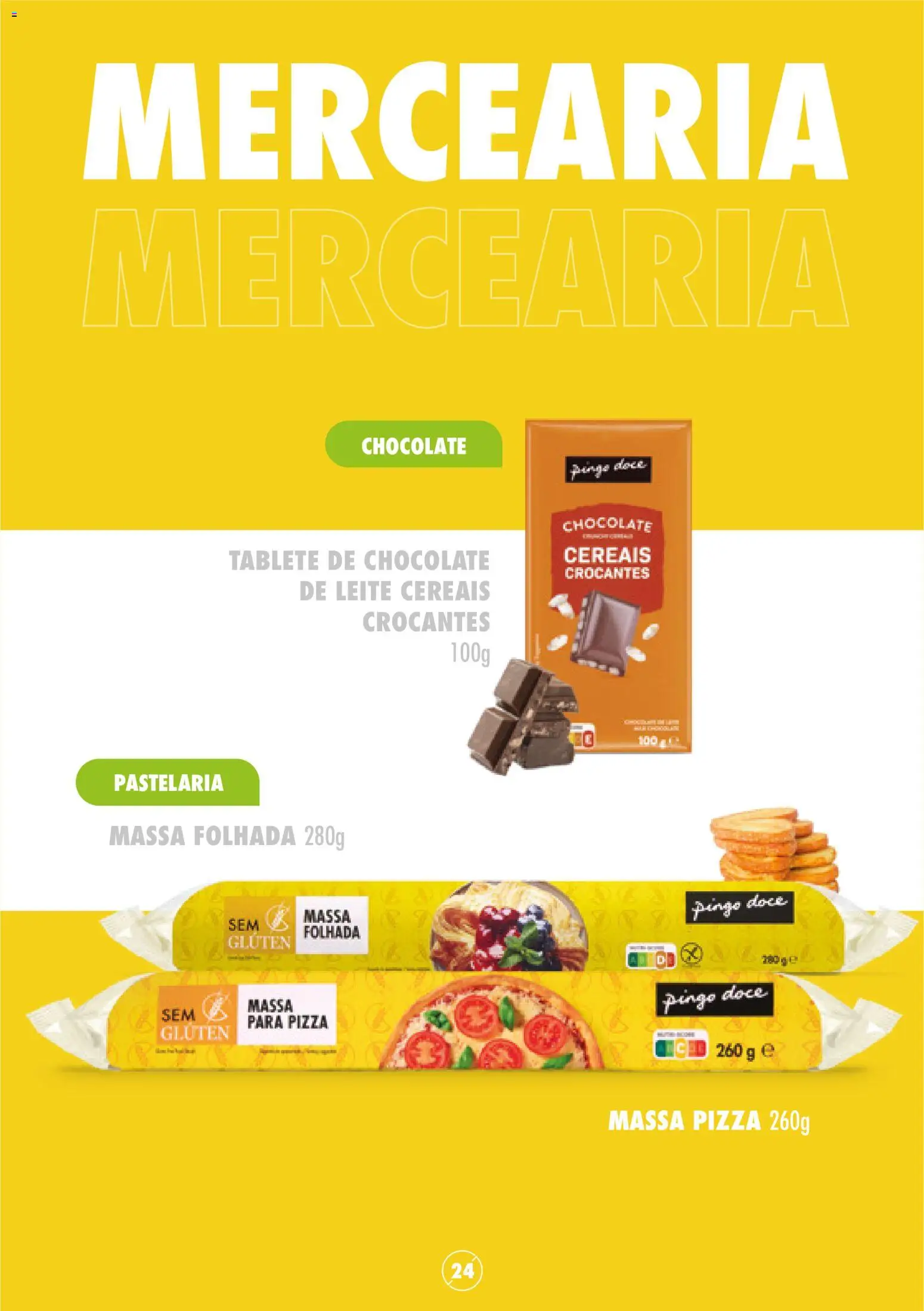 Pingo Doce Sem Glúten │ válido de 16/05/2024 | Página: 24 | Produtos: Leite, Chocolate, Pizza, Massa