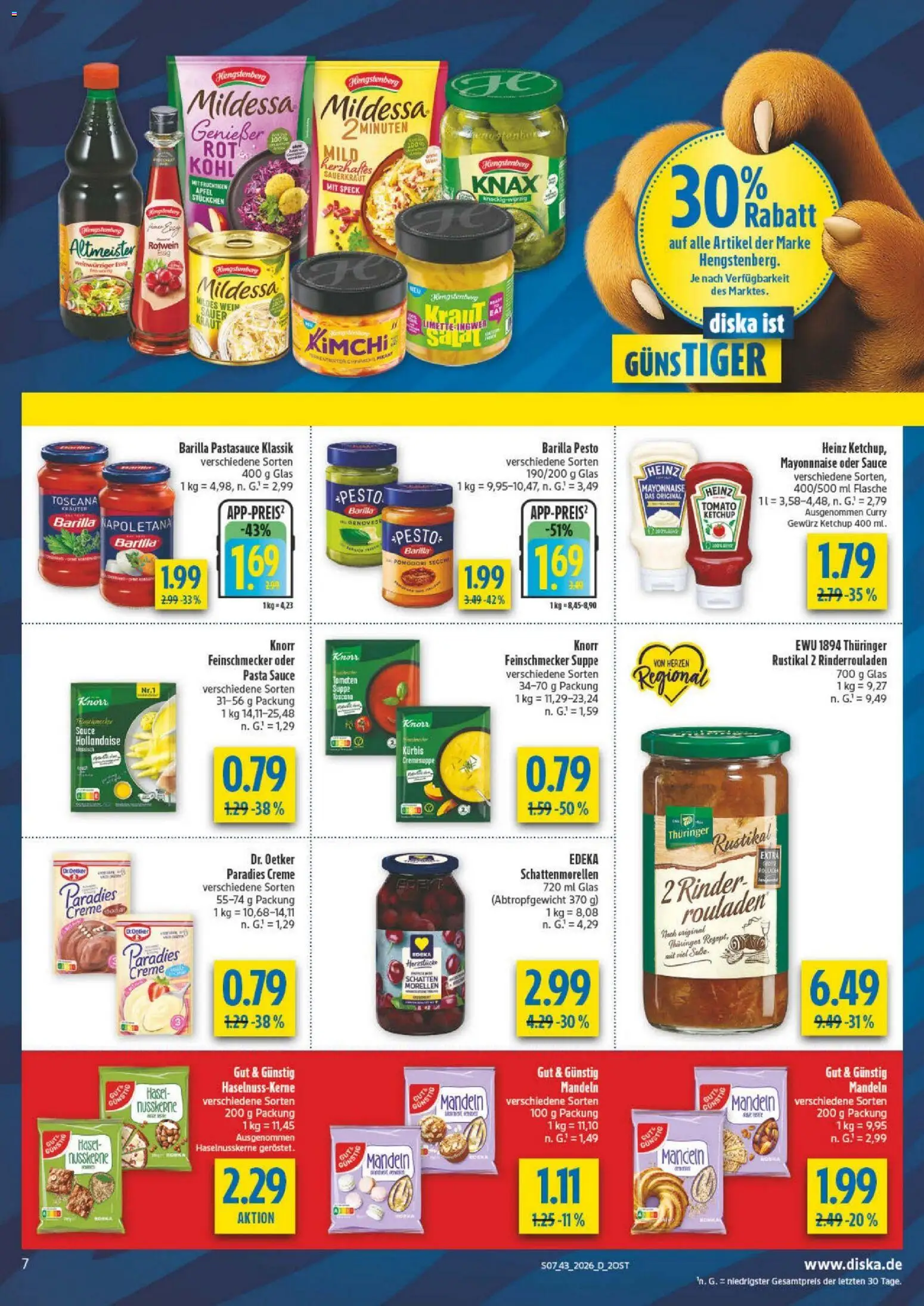 Diska Prospekt – gültig ab 19.10.2026 | Seite: 7 | Produkte: Rotwein, Mandeln, Ketchup, Salat