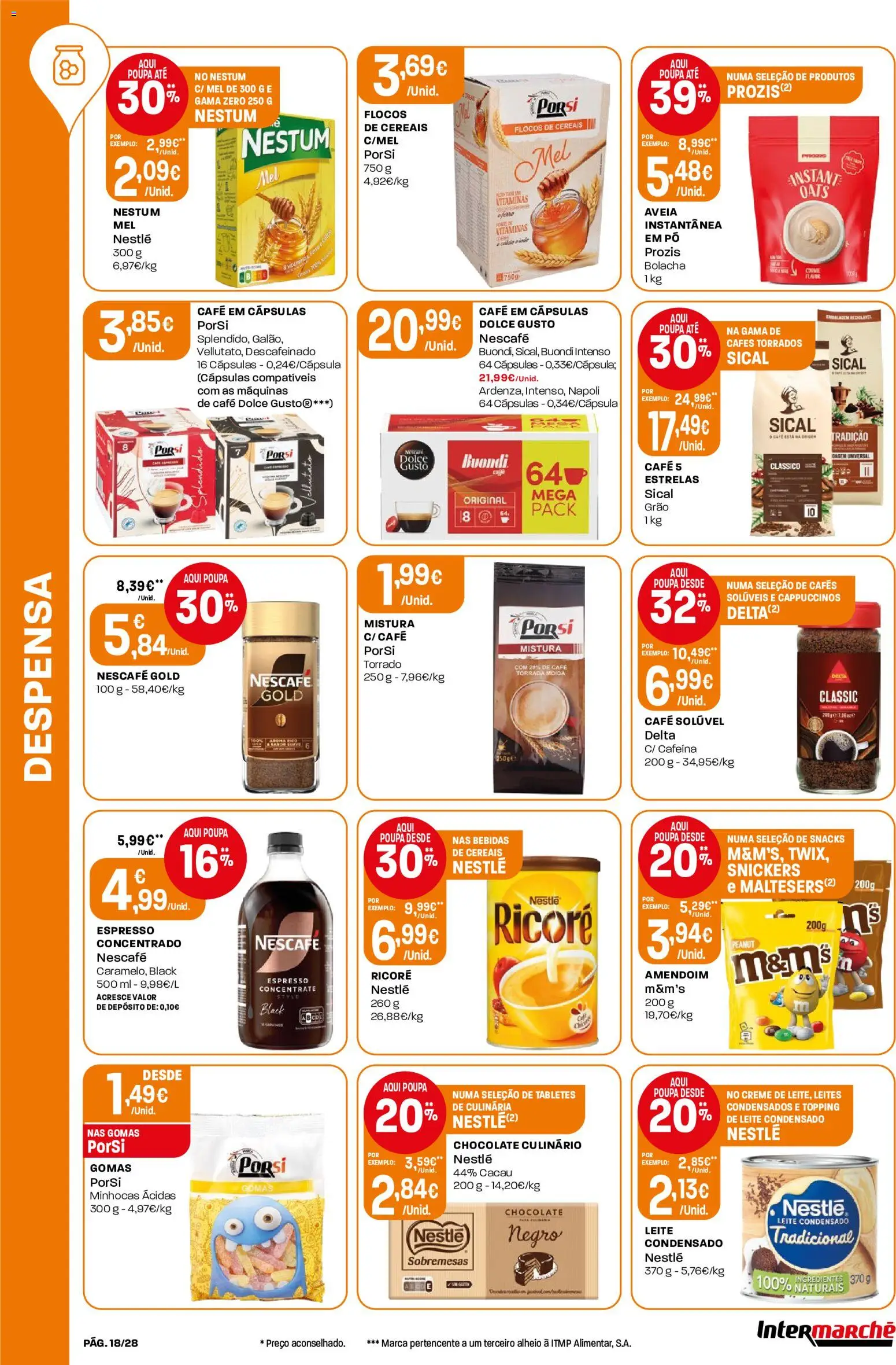 Intermarché Folheto Contact │ válido de 23/07/2026 | Página: 18 | Produtos: Café solúvel, Leite condensado, Leite, Cereais