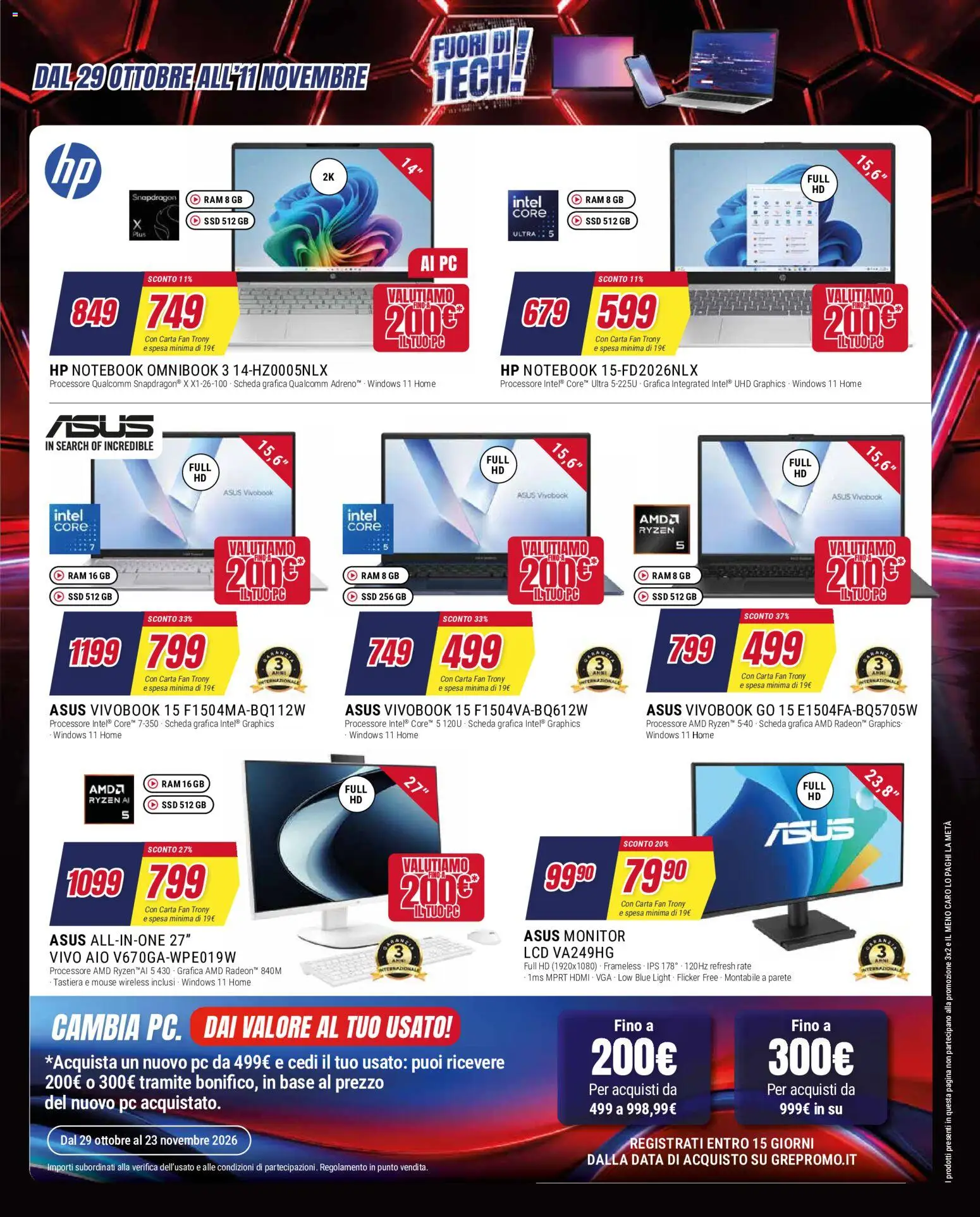 Volantino Trony del 29/10/2026 | Pagina: 39 | Prodotti: Notebook, Caro, PC, Mouse