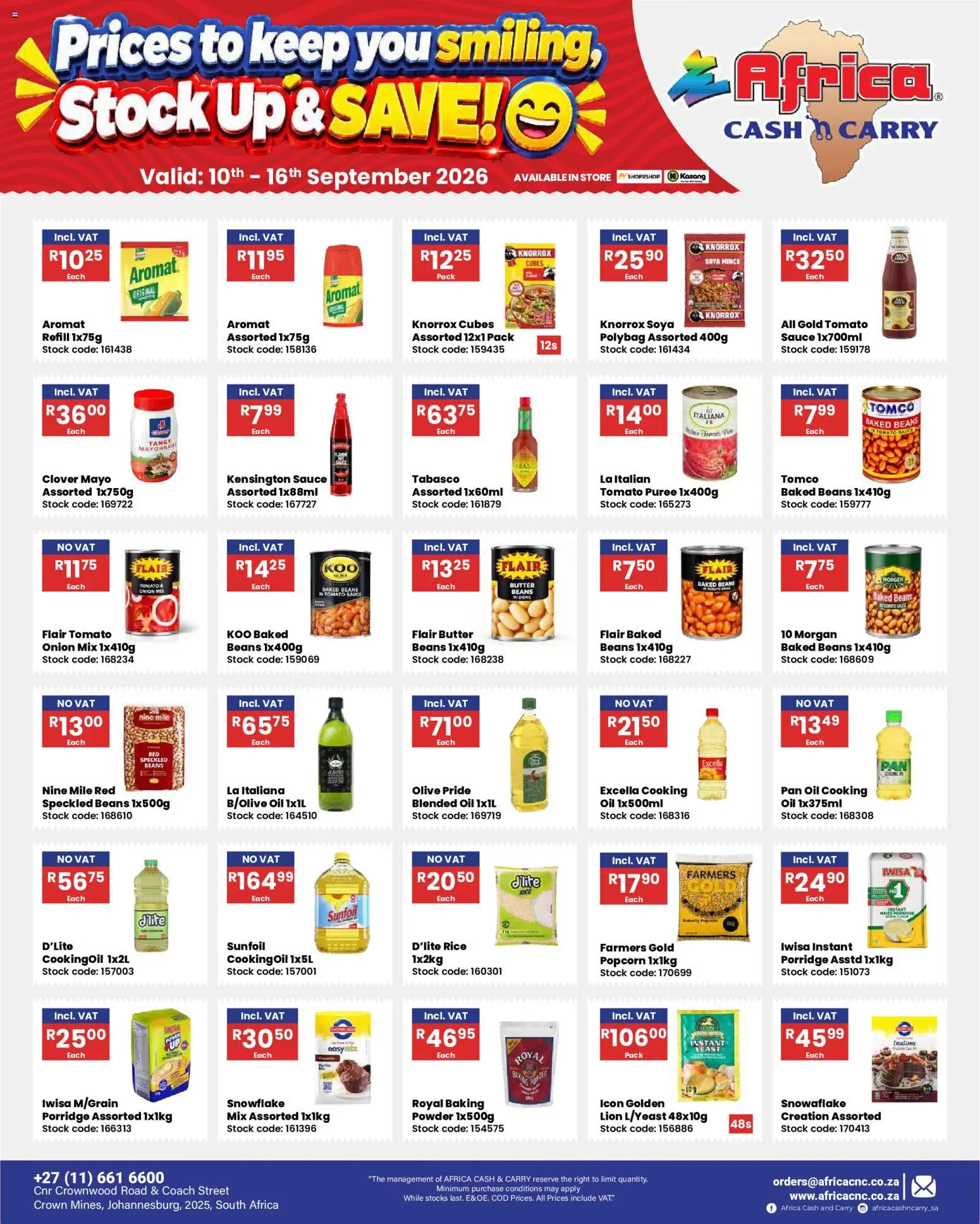 New Africa Cash & Carry catalogue – valid from 10/09/2026 | Page: 29 | Products: Butter, Oil, Rice, Soya mince