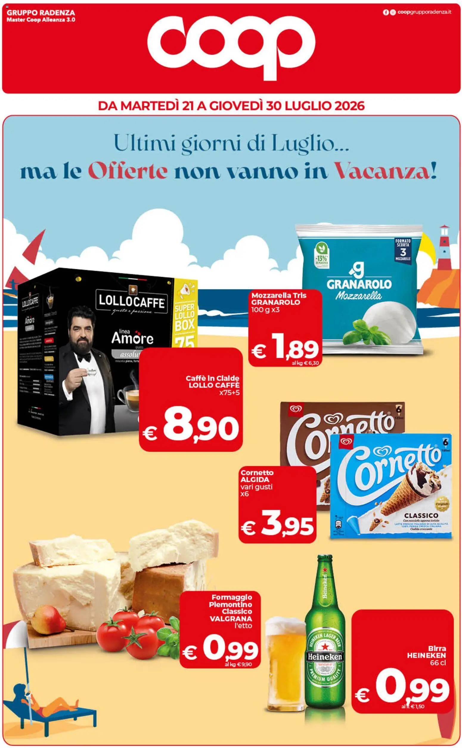 Volantino COOP del 21/07/2026 | Pagina: 1 | Prodotti: Panna, Mozzarella, Latte, Caffè in cialde