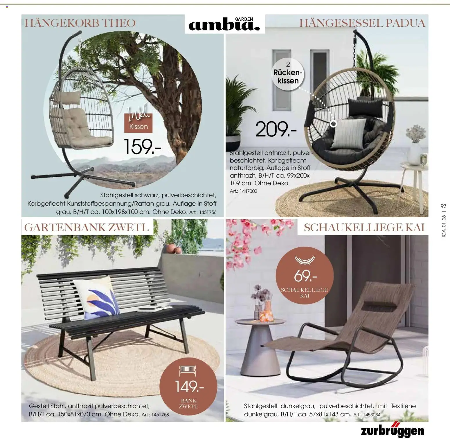 Zurbrüggen Garten Unna – gültig ab 19.03.2025 | Seite: 97 | Produkte: Kissen