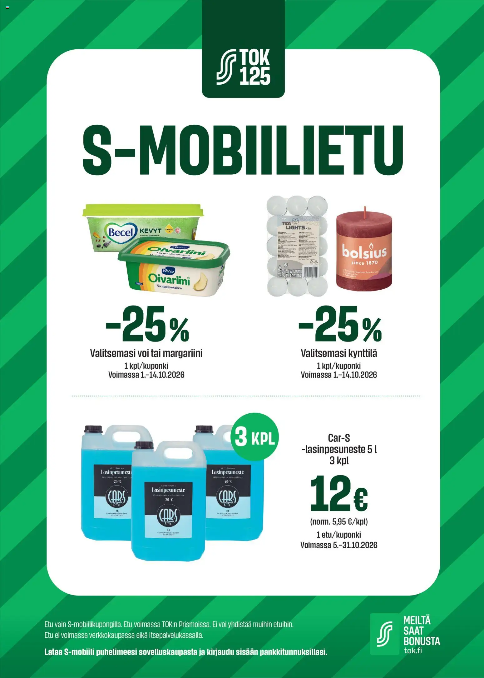 Prisma S-mobiilietu – voimassa 01/10/2026 alkaen | Sivu: 1 | Tuotteet: Margariini, Voi, Lasinpesuneste