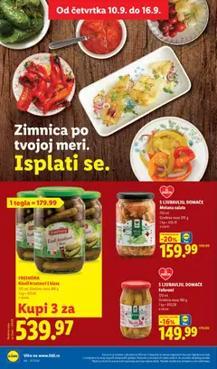 FRESHONA Kiseli krastavci I klasa, Kiseli krastavci I klasa - pregled Lidl kataloga - važi od 10.09.2026 | Strana: 44 | Proizvode: Kiseli krastavci, Krastavci, Salata, Feferoni