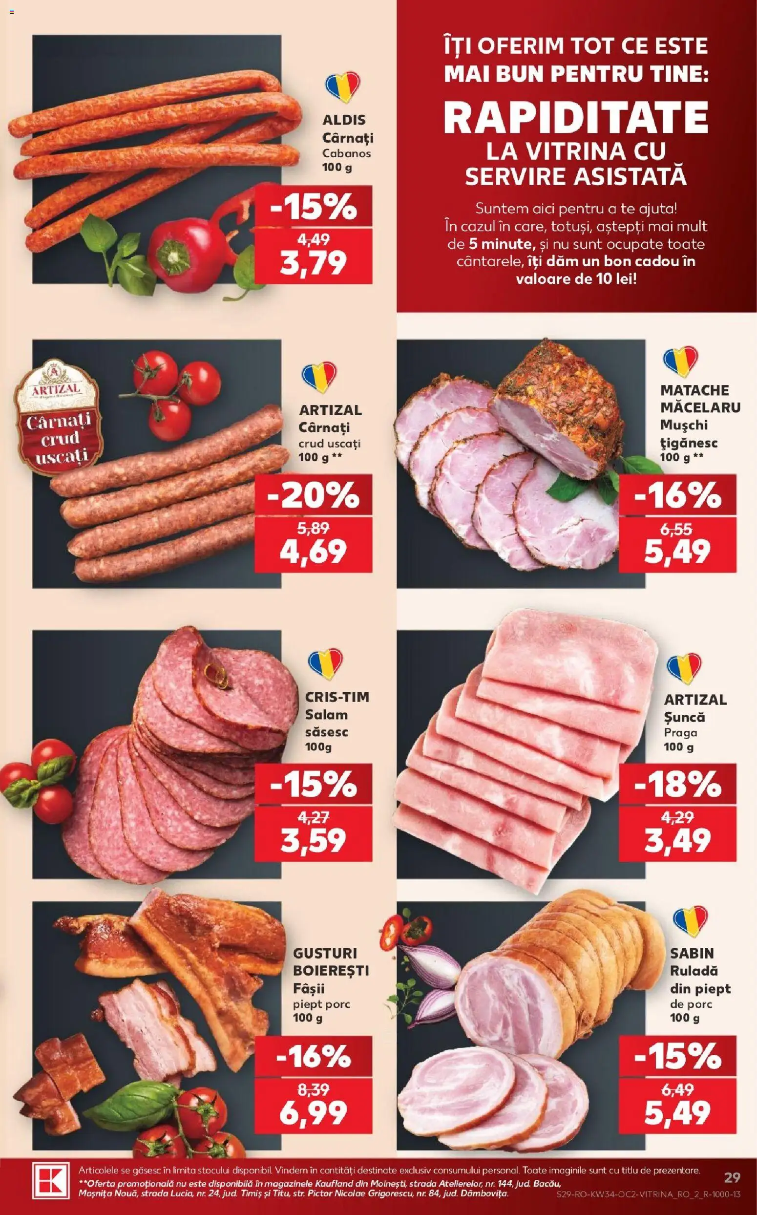 Noul catalog Kaufland – valabil de la 19.08.2026 | Pagină: 29 | Produse: Sabin, Vitrină, Salam, Șuncă