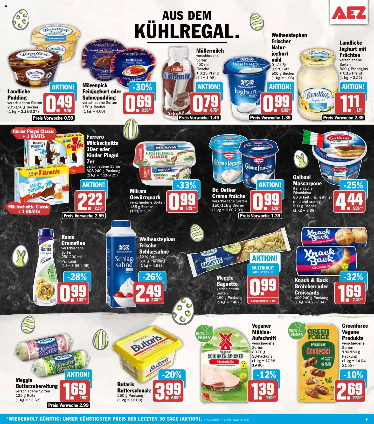 AEZ Prospekt 	 – gültig ab 30.03.2026 | Seite: 9 | Produkte: Rama cremefine, Pudding, Müllermilch, Sahne