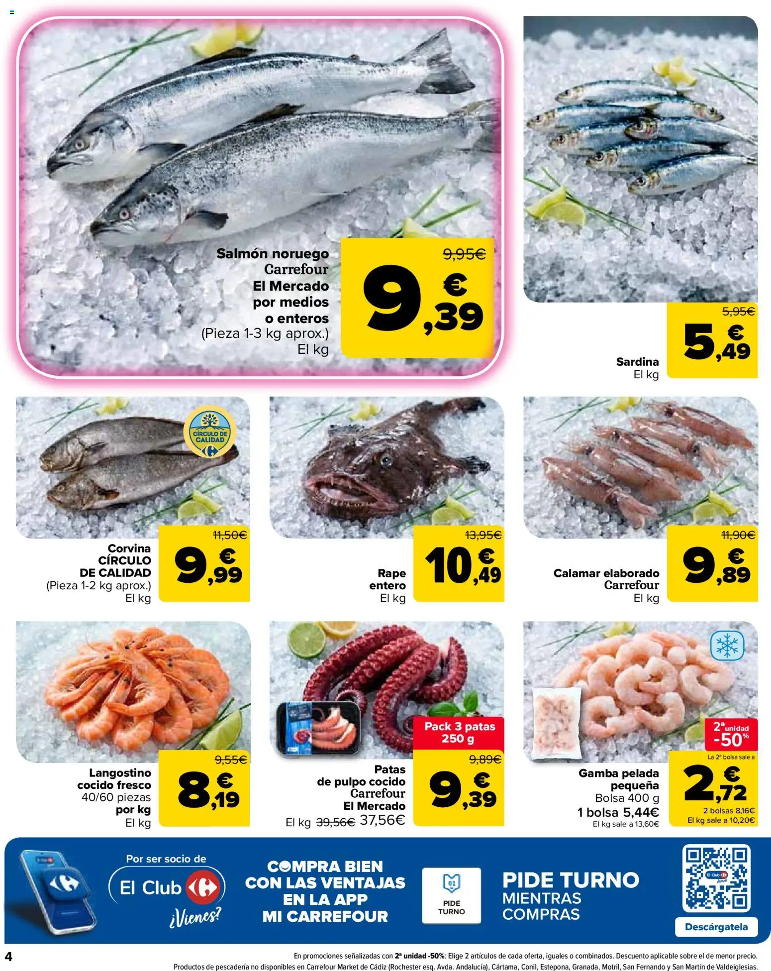 Carrefour Market folleto │ válido desde el 10/09/2026 | Página: 4 | Productos: Salmón, Bolsa, Langostino, Gamba