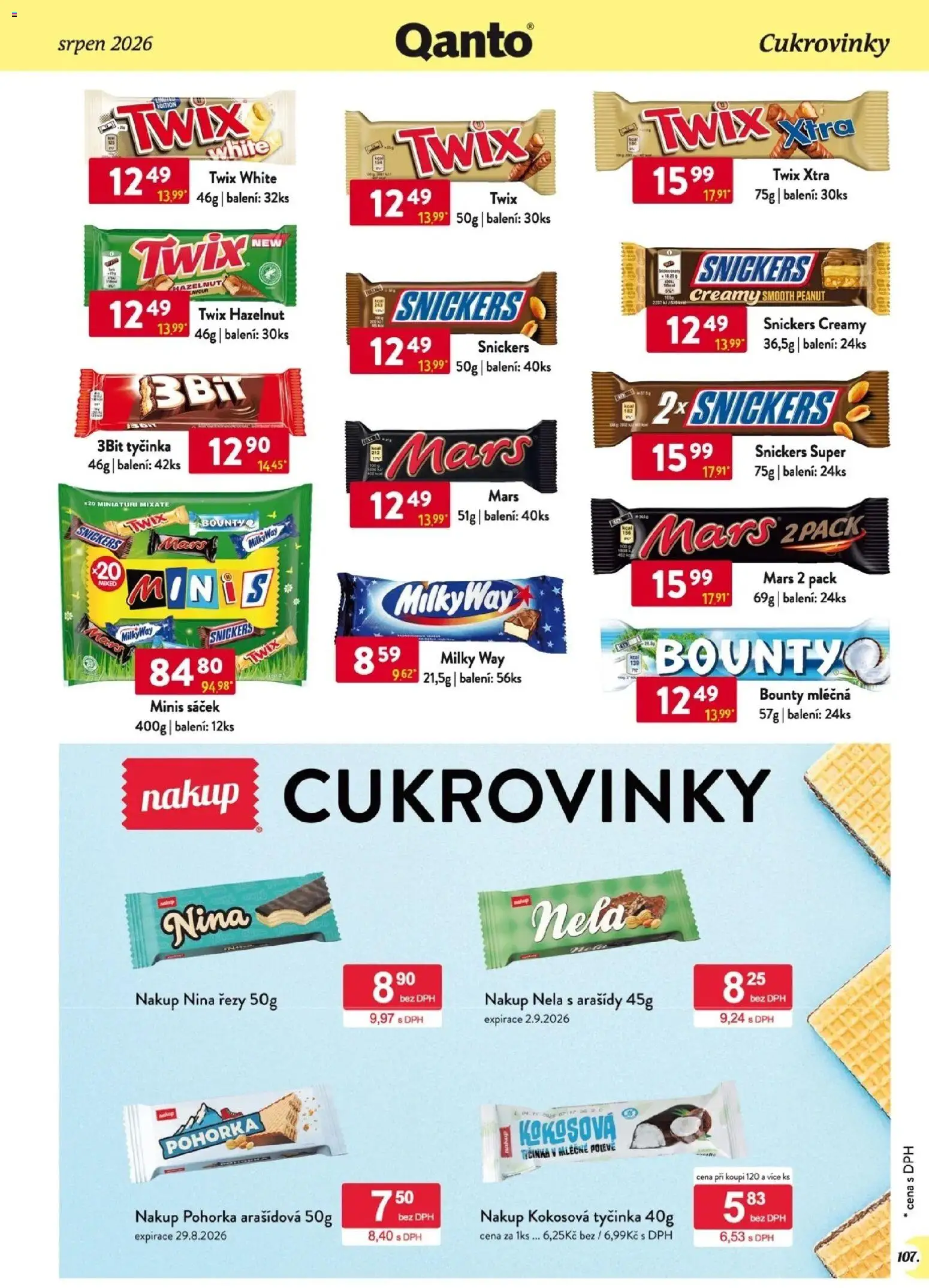 Astur & Qanto leták - Velkoobchod 08/2026 od 01.08.2026 | Strana: 108 | Produkty: Twix, Arašídy, Cukrovinky, Snickers