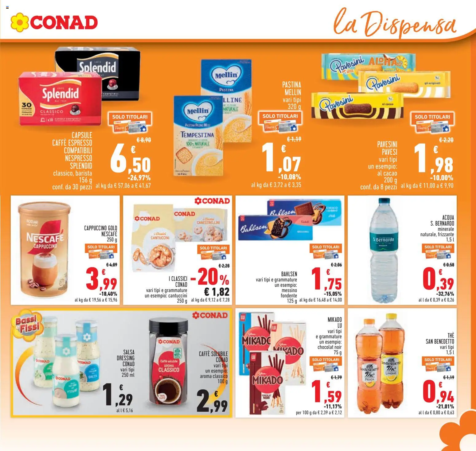 Volantino Conad del 27/08/2026 | Pagina: 17 | Prodotti: Cappuccino, Acqua, Salsa, Nescafé