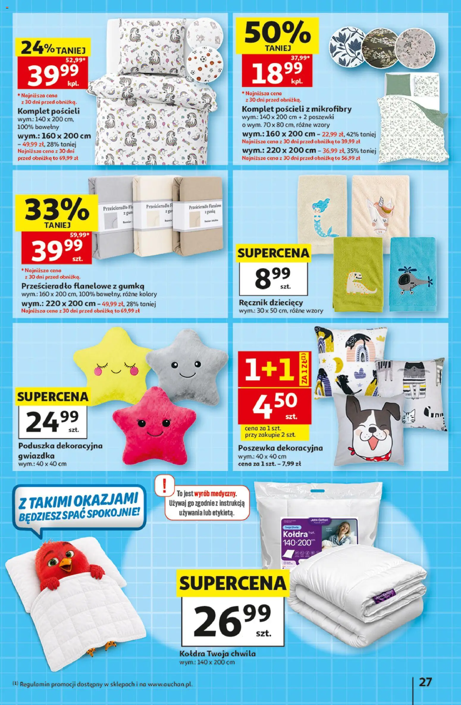 Auchan gazetka - 30 Lat Hipermarket od 20.08.2026 | Strona: 27 | Produkty: Poduszka, Prześcieradło, Rum, Kołdra