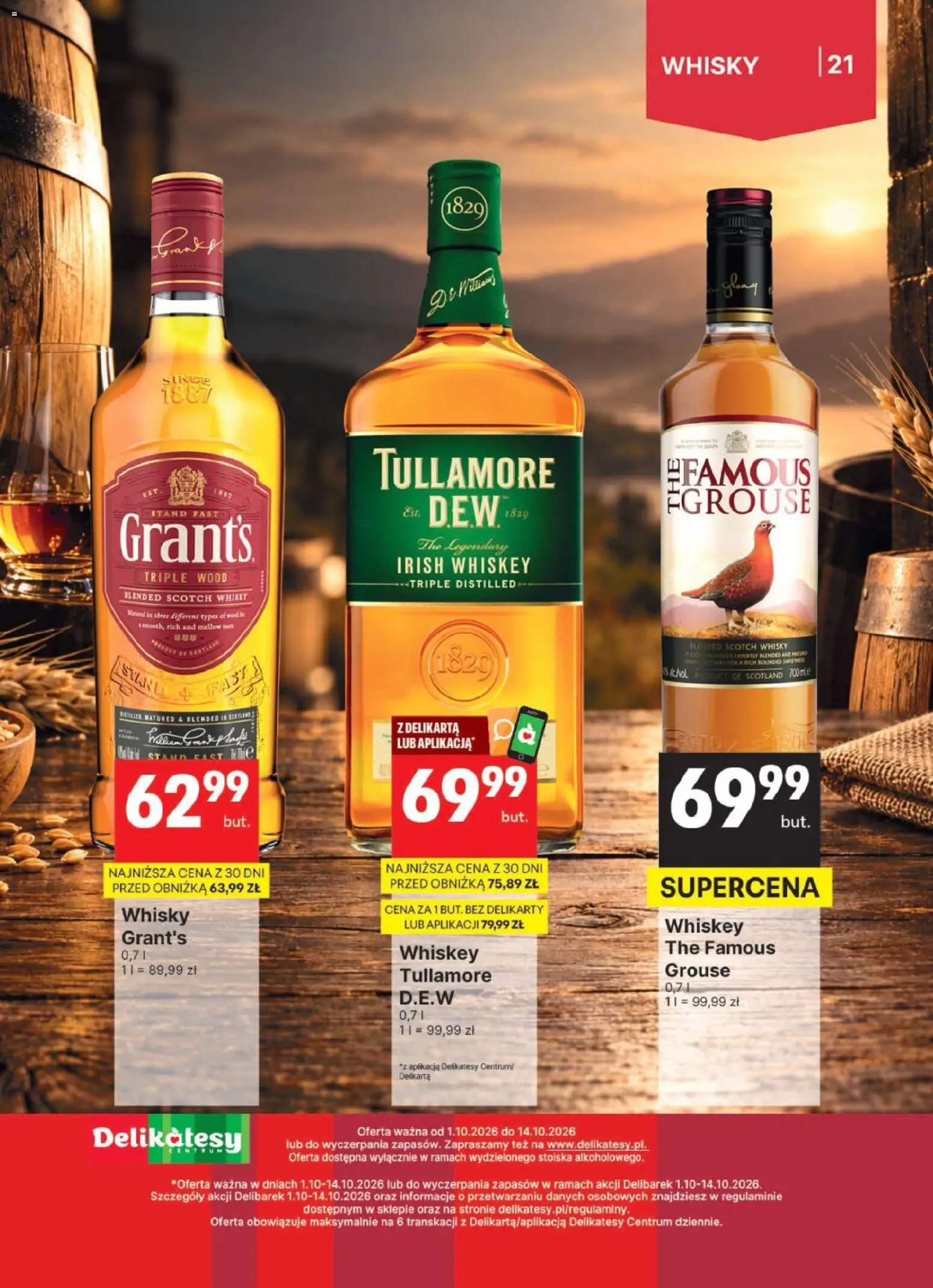 Delikatesy Centrum gazetka - DeliBarek od 01.10.2026 | Strona: 21 | Produkty: Grant's, Irish whiskey, Delikatesy, Whisky