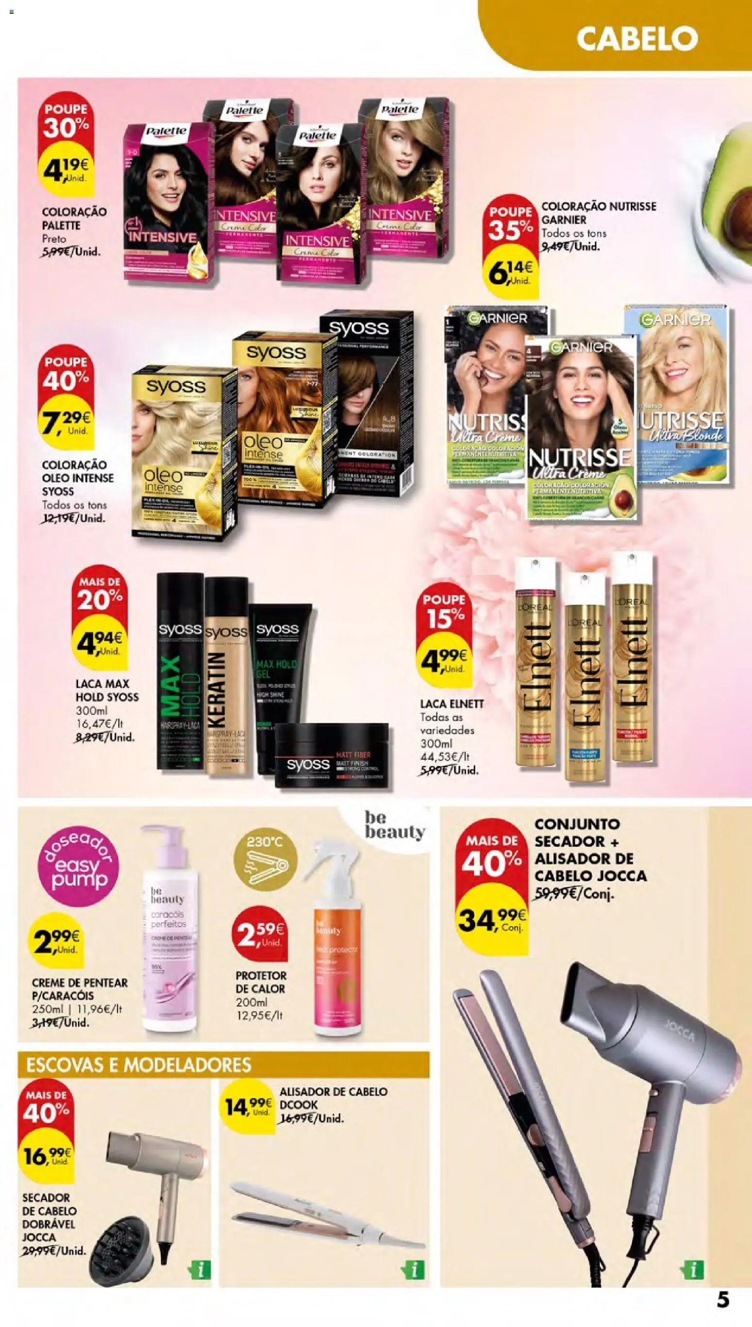 Pingo Doce Cuidados Pessoais e para o Lar │ válido de 24/09/2026 | Página: 5 | Produtos: Secador, Secador de cabelo, Alisador de cabelo, Óleo