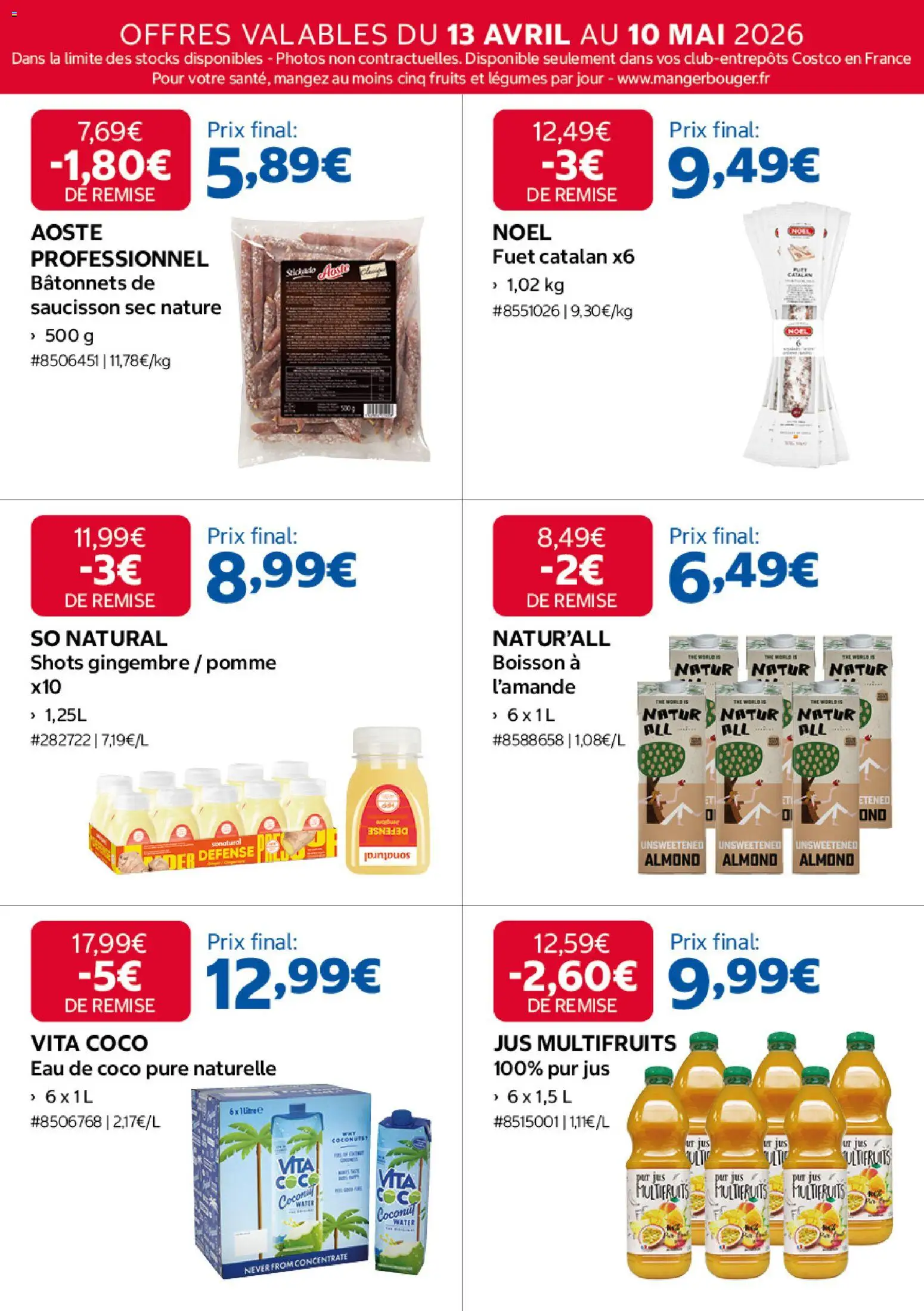 {H1} | Page: 6 | Produits: Saucisson, Saucisson sec, Pomme, Eau de coco