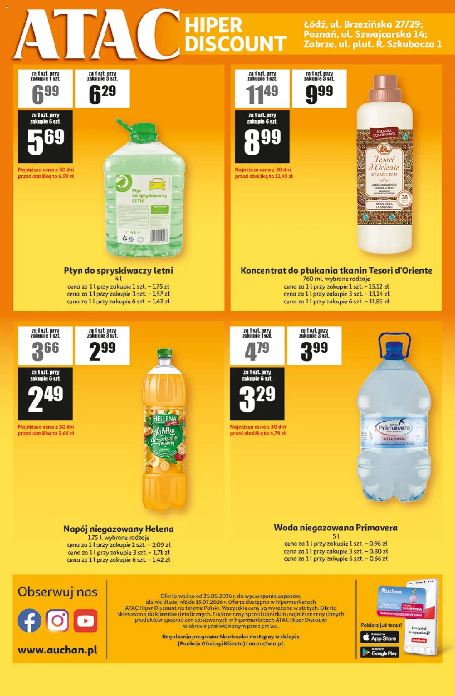 Auchan gazetka - ATAC Hiper Discount od 25.06.2026 | Strona: 4 | Produkty: Tesori d'oriente, Płyn do spryskiwaczy, Woda niegazowana, Woda