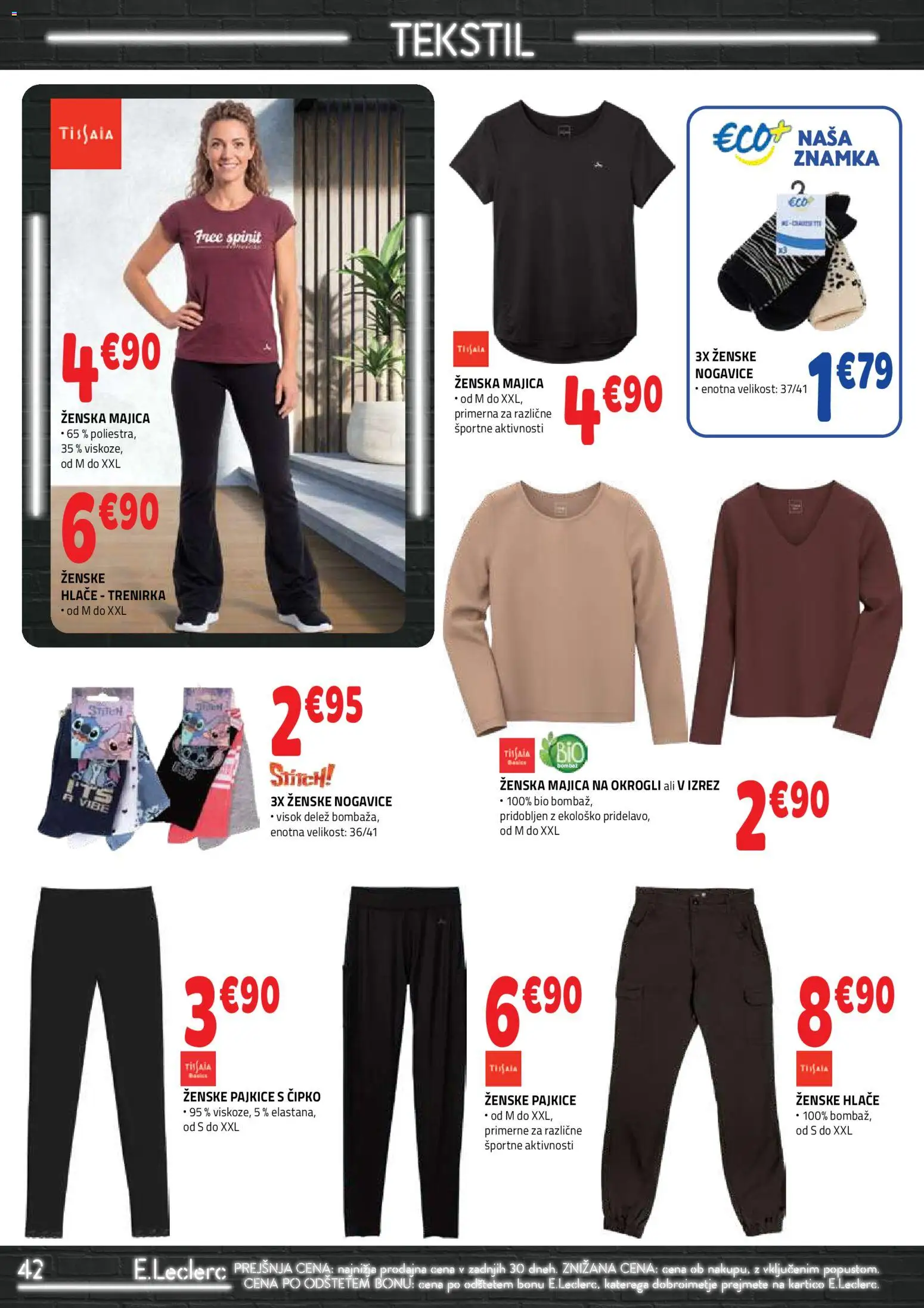 Novi E.leclerc katalog ponudbe – veljaven od 23.09.2026 | Stran: 42 | Izdelki: Trenirka, Majica, Hlace, Nogavice