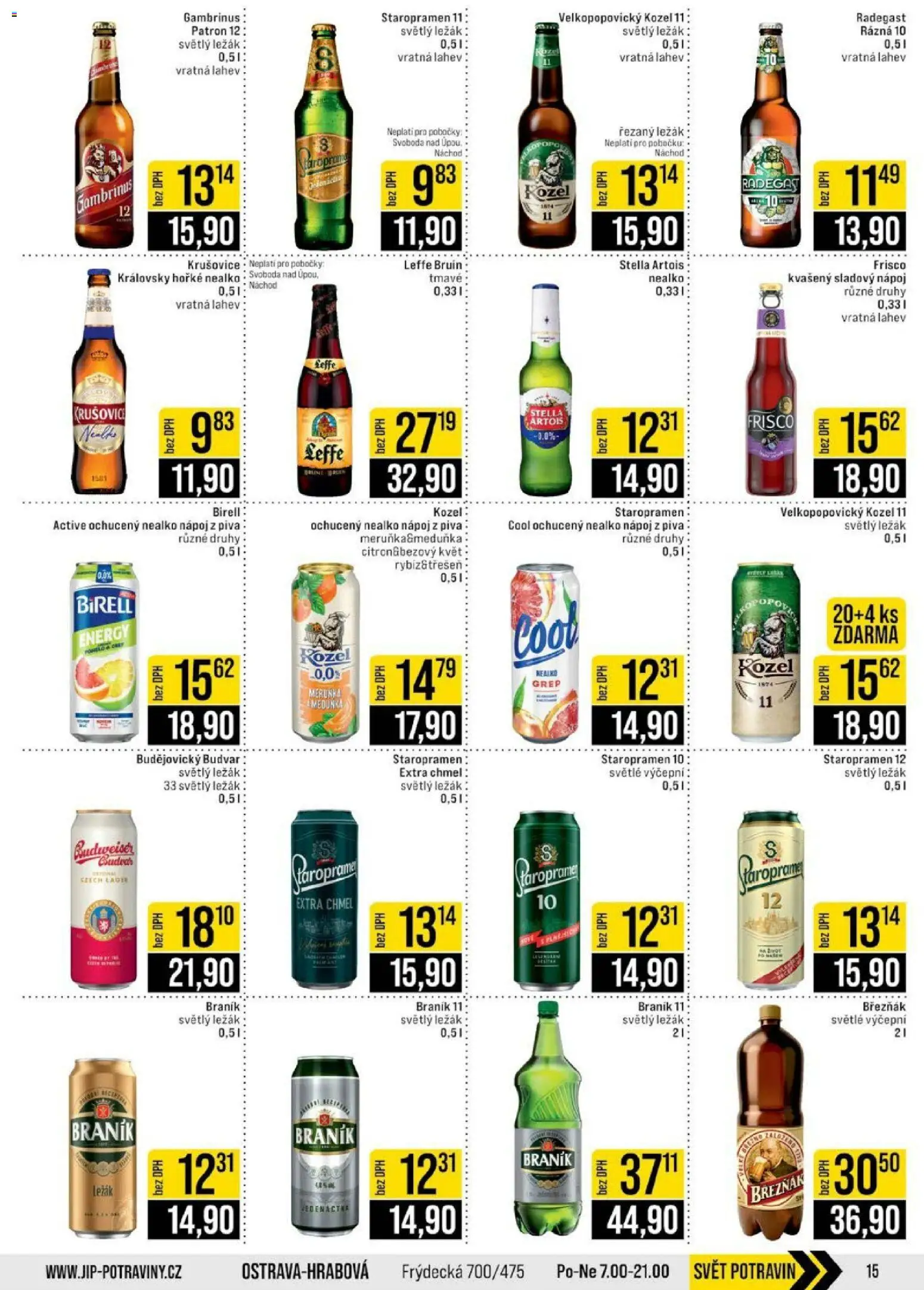 Jip leták - Cash & Carry od 10.06.2026 | Strana: 15 | Produkty: Staropramen 10, Budvar, Velkopopovický Kozel 11, Radegast
