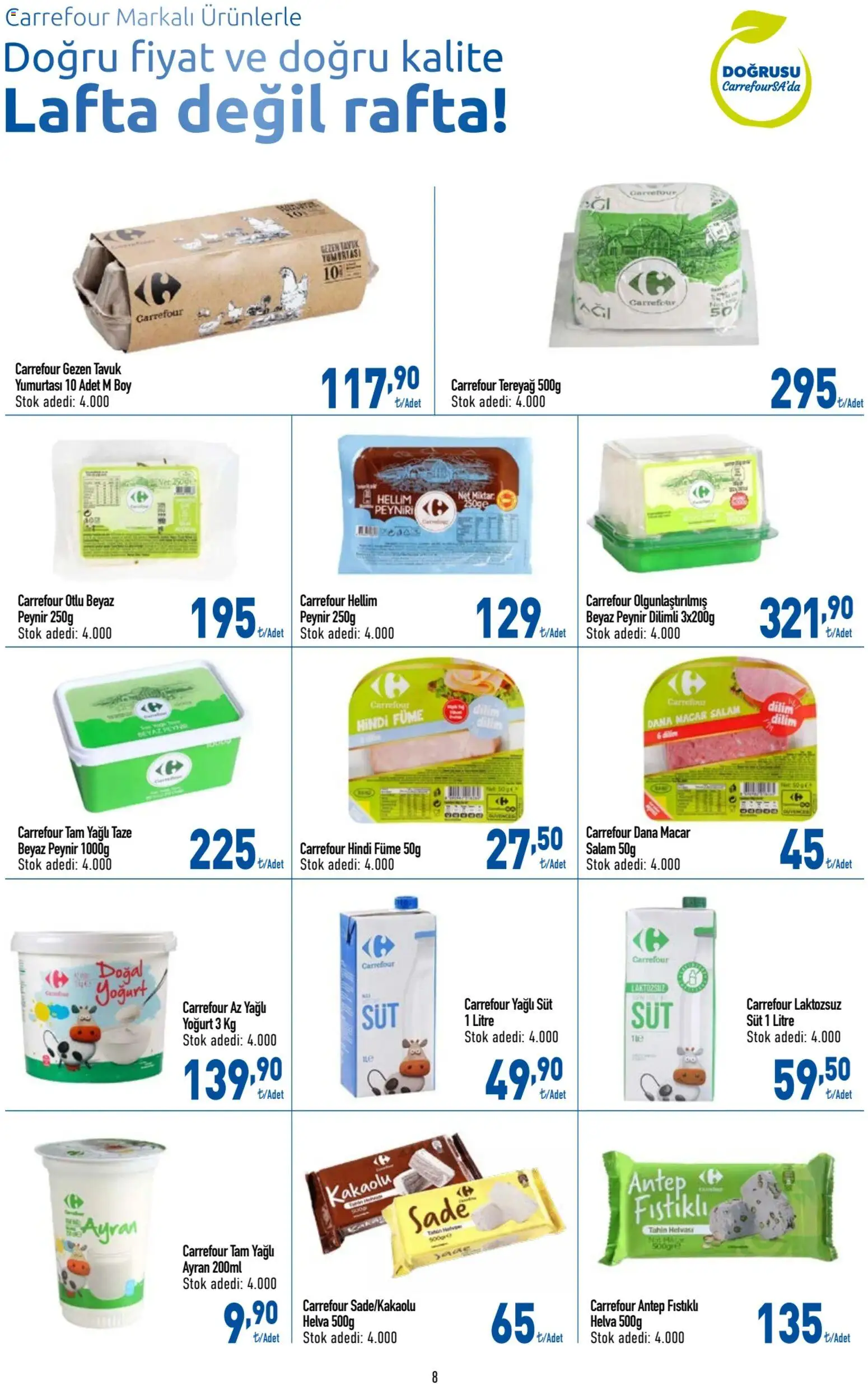 CarrefourSA Katalog - 06 Ağustos 2026 tarihinden itibaren geçerlidir | Sayfa: 8 | Ürünler: Süt, Peynir, Salam, Hindi füme