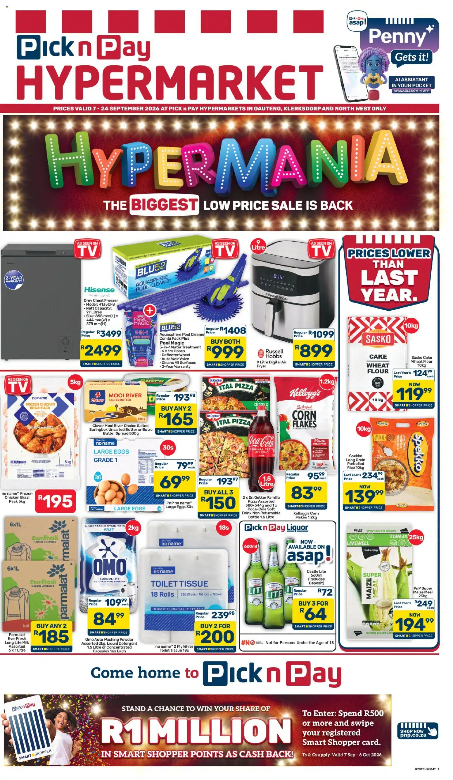 New Pick n Pay catalogue – valid from 07/09/2026 | Page: 1 | Products: Cake, Powder, Chest freezer, Sugar