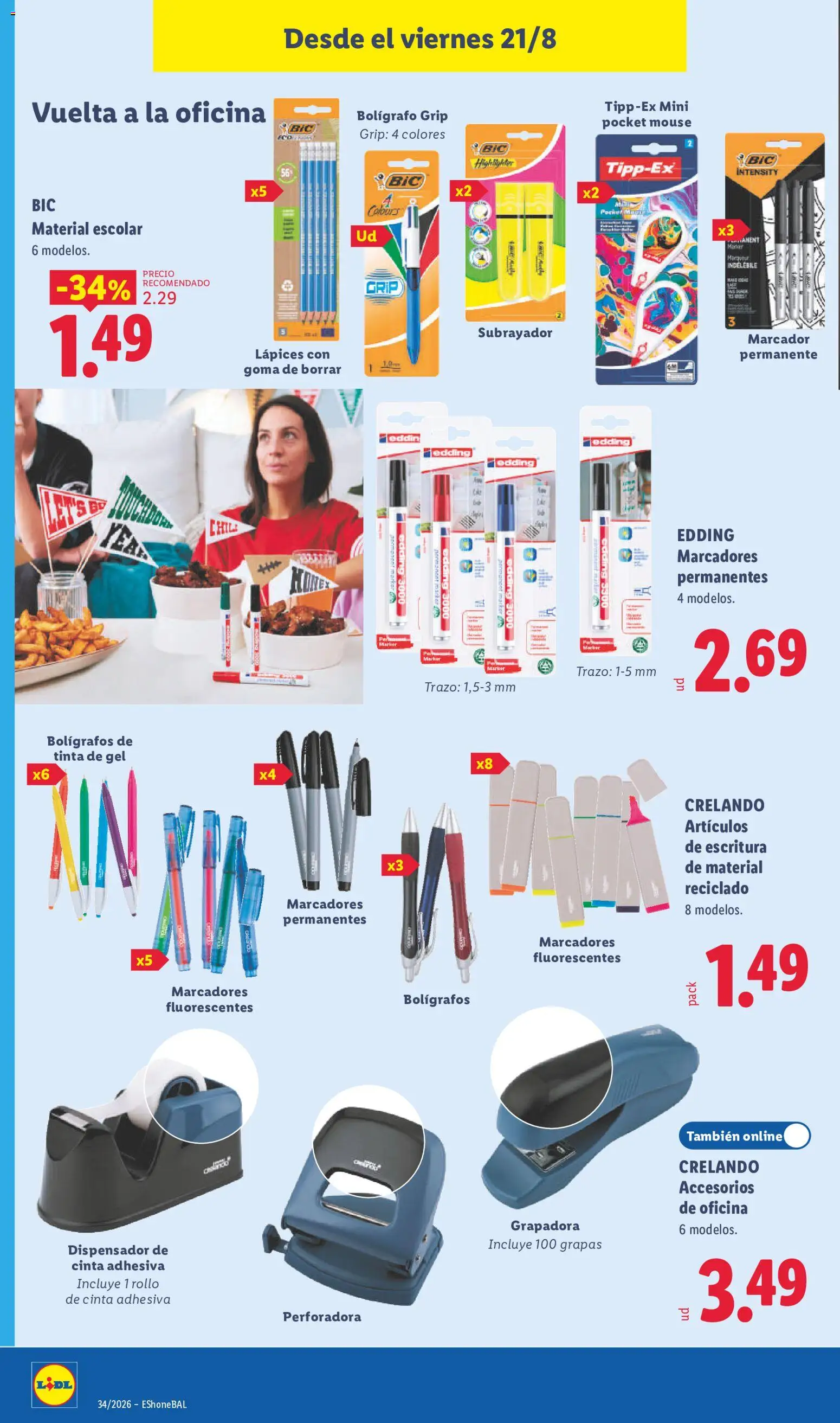 Lidl folleto de bazar │ válido desde el 17/08/2026 | Página: 22 | Productos: Accesorios de oficina, Grapadora, Mouse, Dispensador