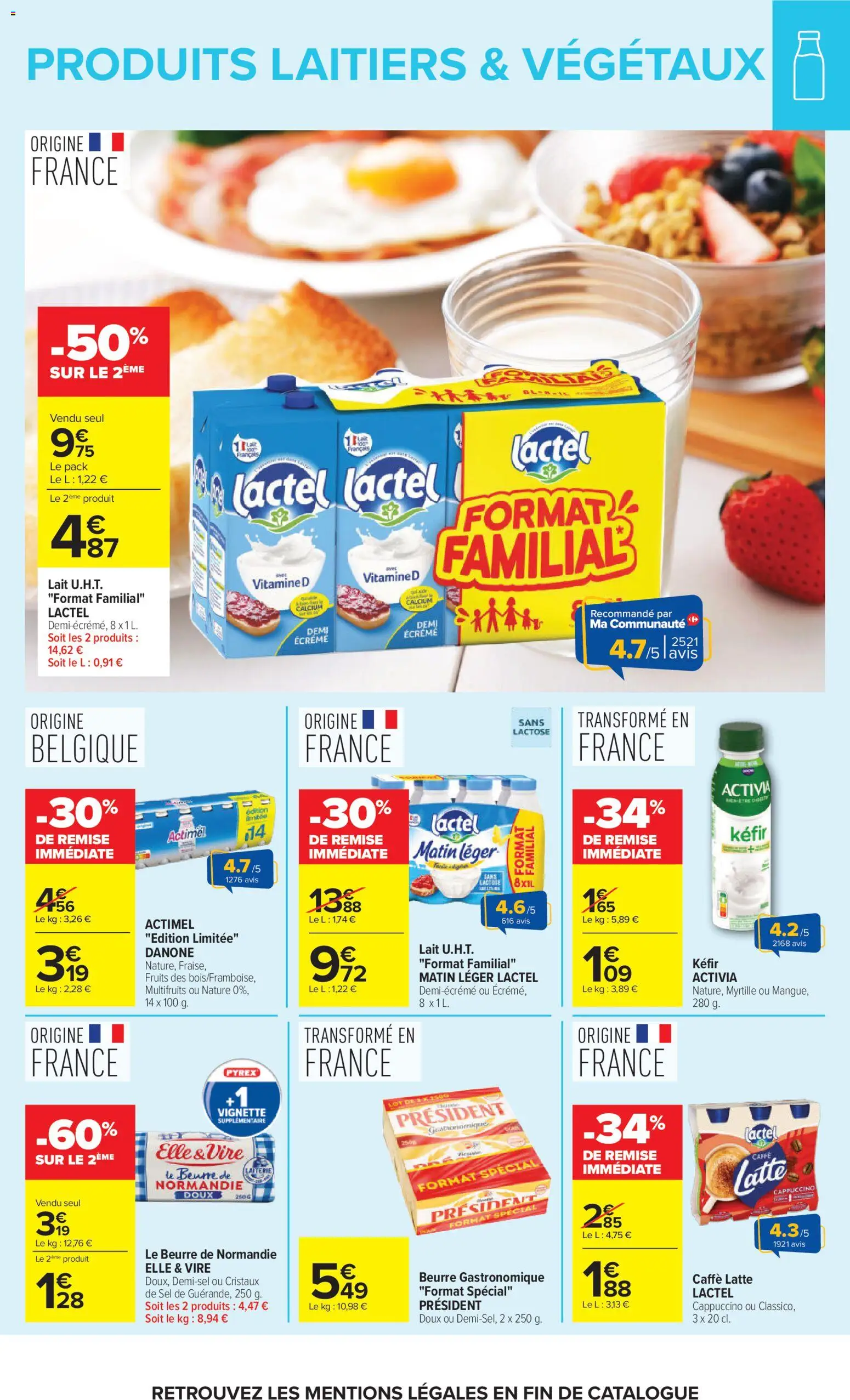 {H1} | Page: 14 | Produits: Actimel, Sel, Lait, Beurre