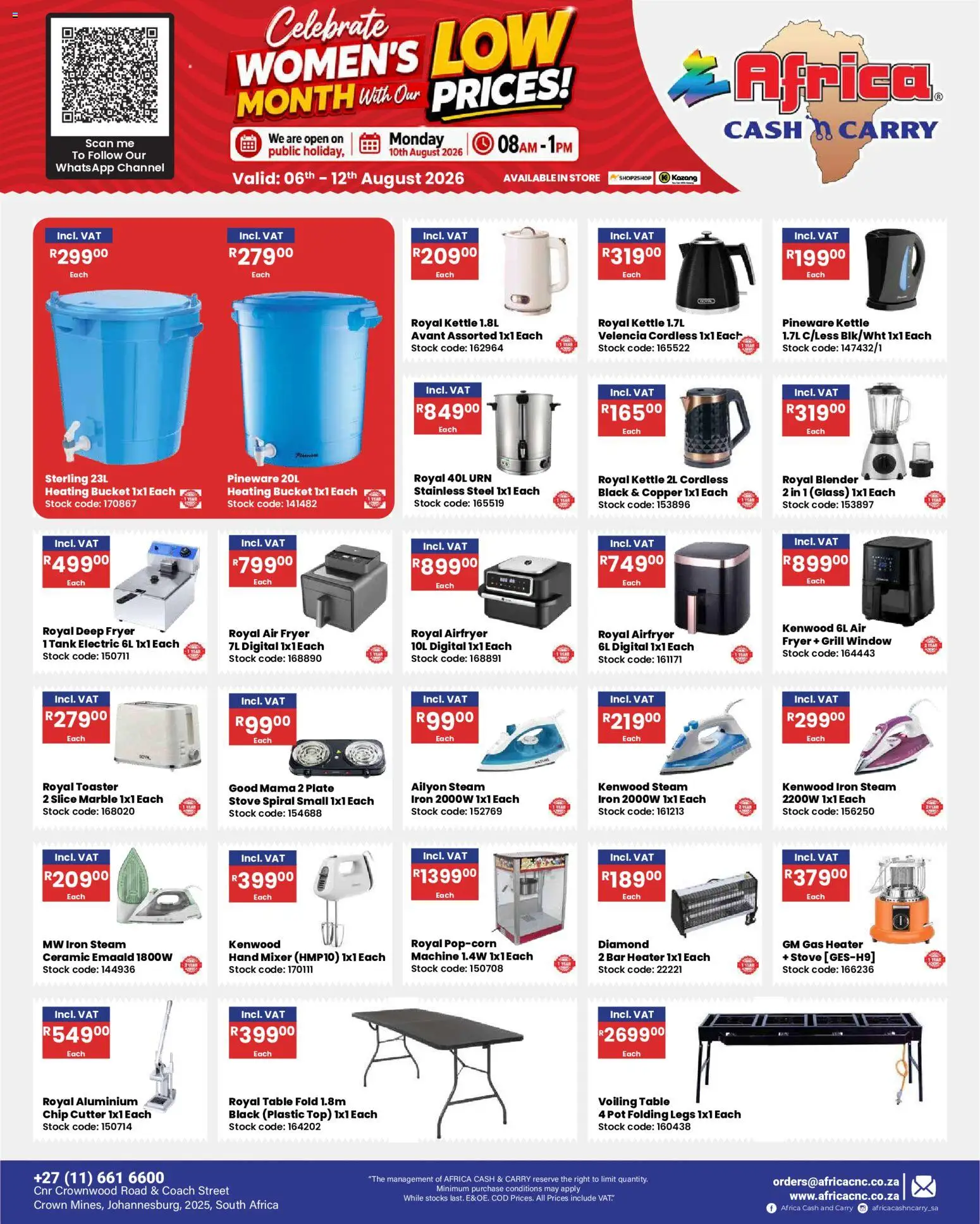 New Africa Cash & Carry catalogue – valid from 06/08/2026 | Page: 33 | Products: Stove, Fryer, Heater, Popcorn