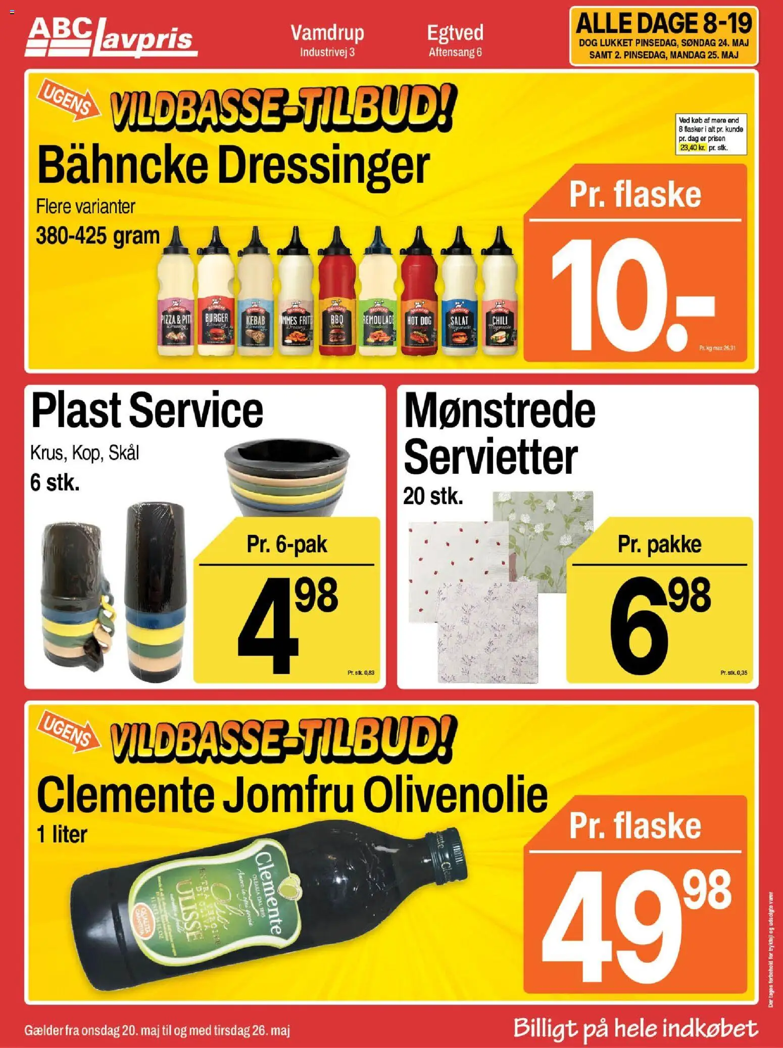 Abc Lavpris tilbudsavis – gyldig fra 20.05.2026 | Side: 4 | Produkter: Pizza, Kebab, Remoulade, Olivenolie