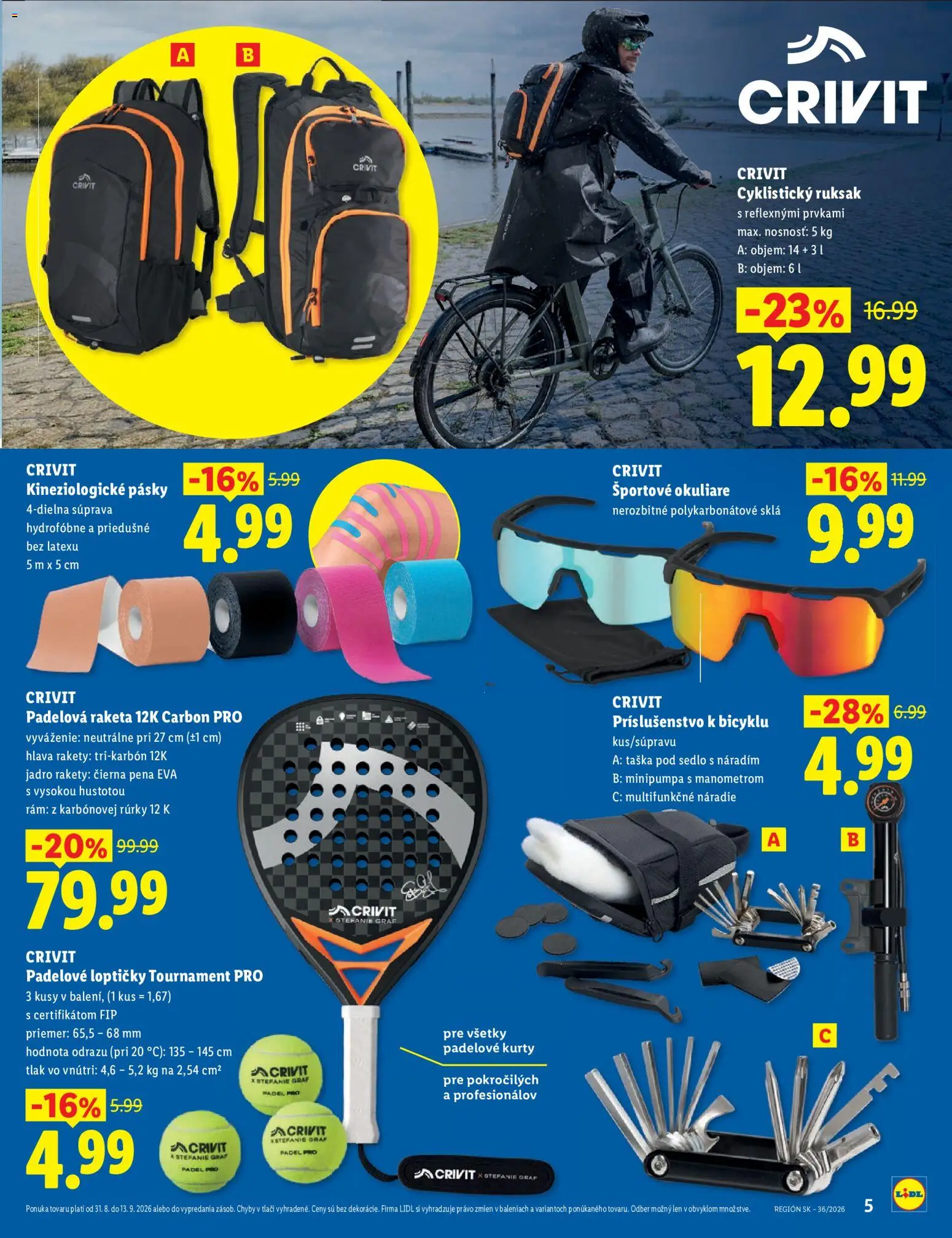Nové Lidl akcie – leták je platný od 31.08.2026 | Strana: 5 | Produkty: Rám, Náradie, Ruksak, Taška
