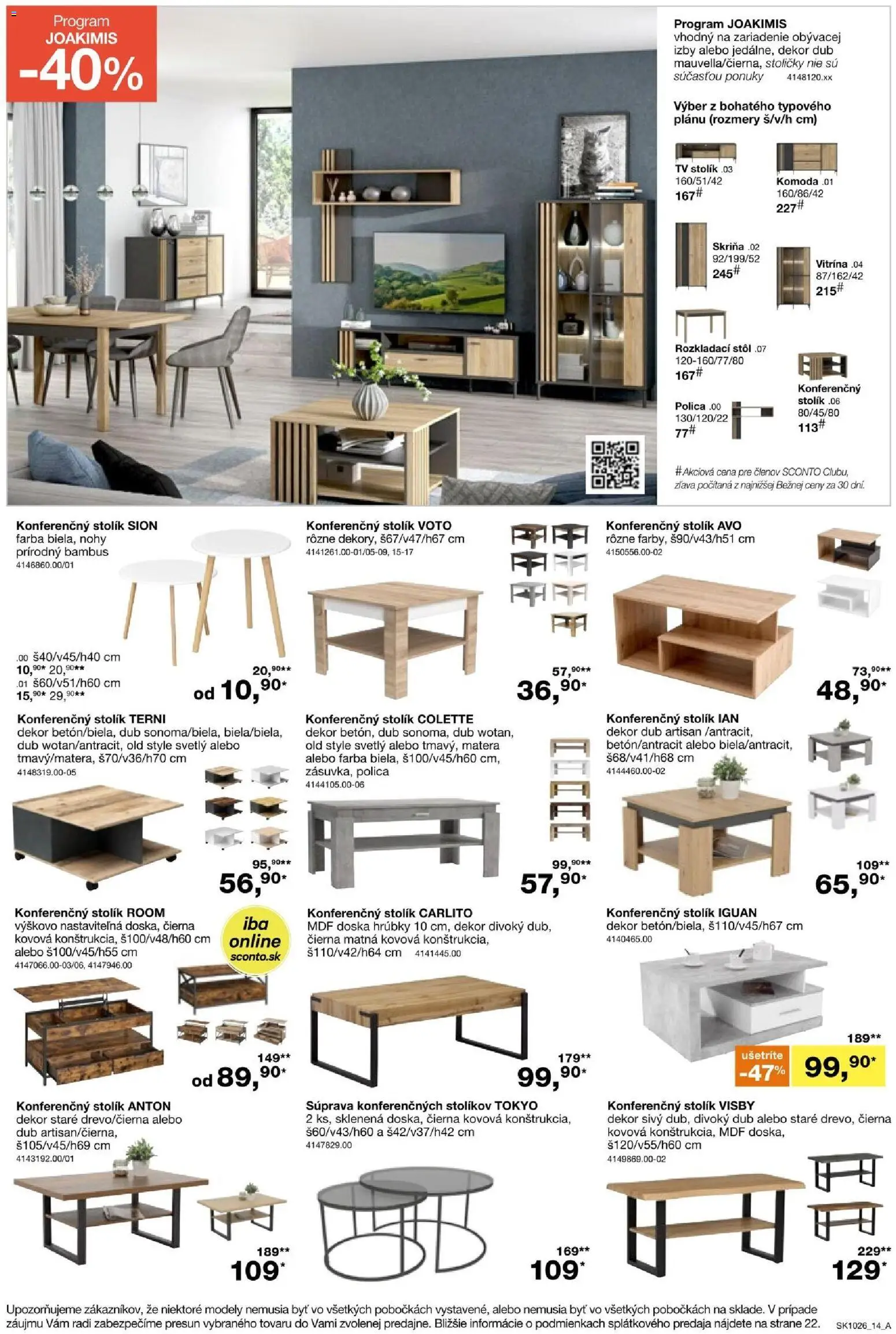 Nové Sconto nábytok akcie – leták je platný od 05.08.2026 | Strana: 14 | Produkty: Tv, Stoličky, Tv stolik, Skriňa