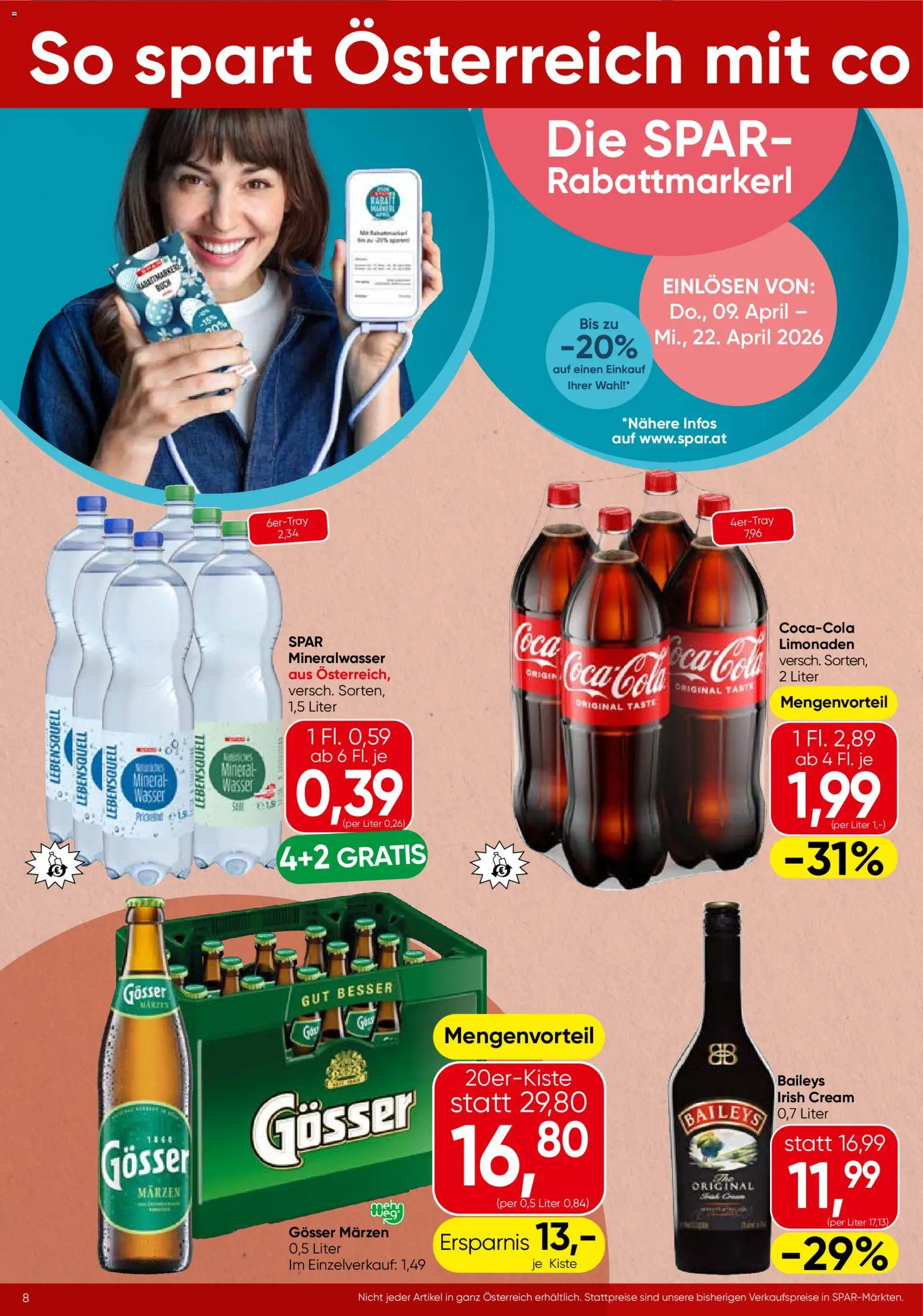 Spar Flugblatt - Salzburg gültig ab 09.04.2026 | Seite: 8 | Produkte: Wasser