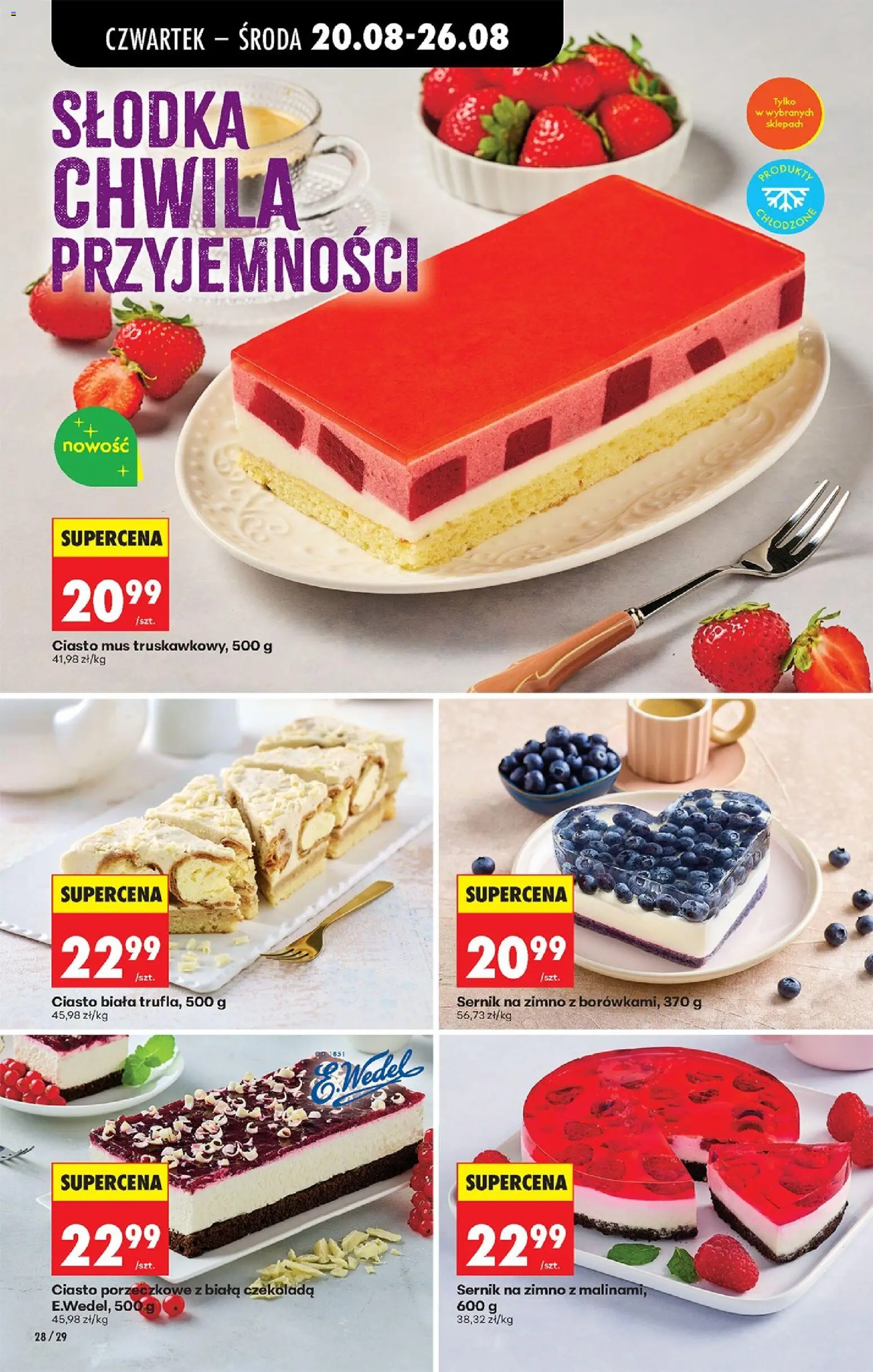 Biedronka gazetka od czwartku od 20.08.2026 | Strona: 40 | Produkty: Ciasto, Biała czekolada, Sernik na zimno, Czekolada