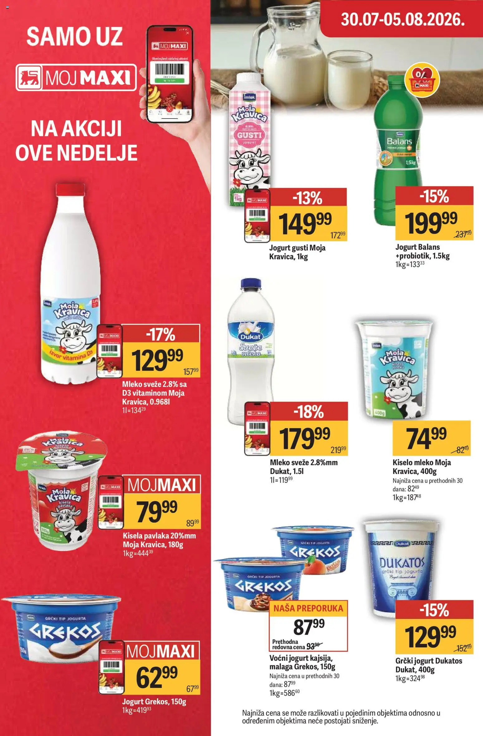 Maxi katalog - važi od 30.07.2026 | Strana: 20 | Proizvode: Kisela pavlaka, Mleko, Voćni jogurt, Pavlaka