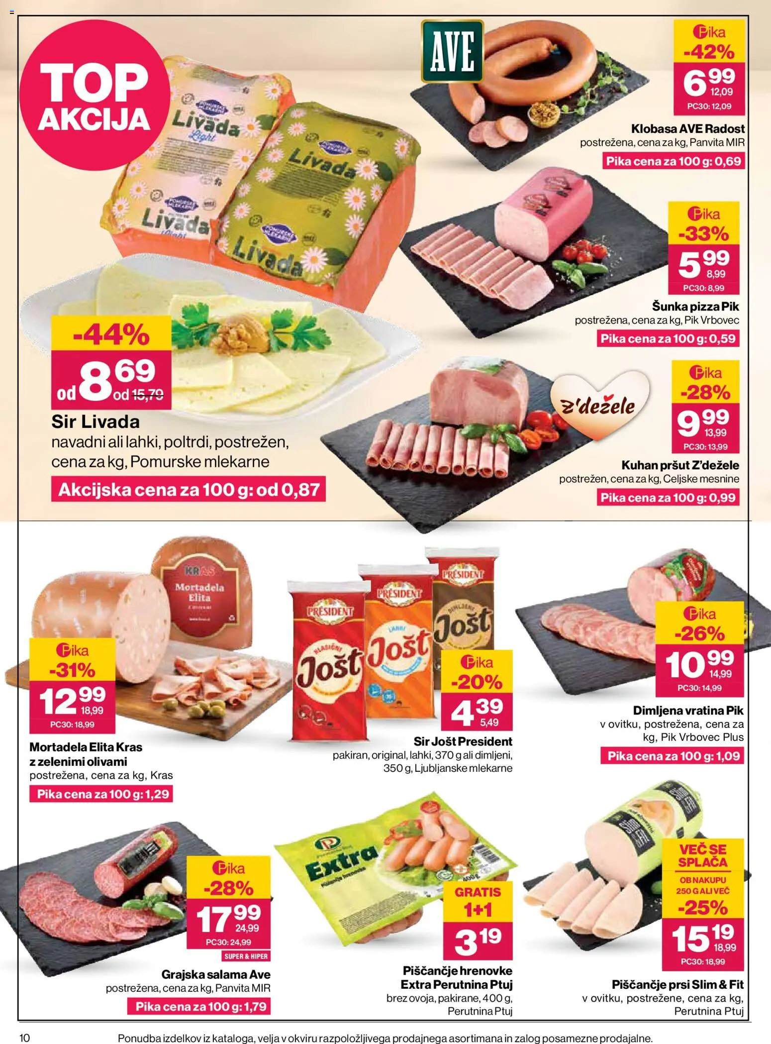 Novi Mercator katalog ponudbe – veljaven od 20.08.2026 | Stran: 10 | Izdelki: Hrenovke, Pršut, Mortadela, Salama
