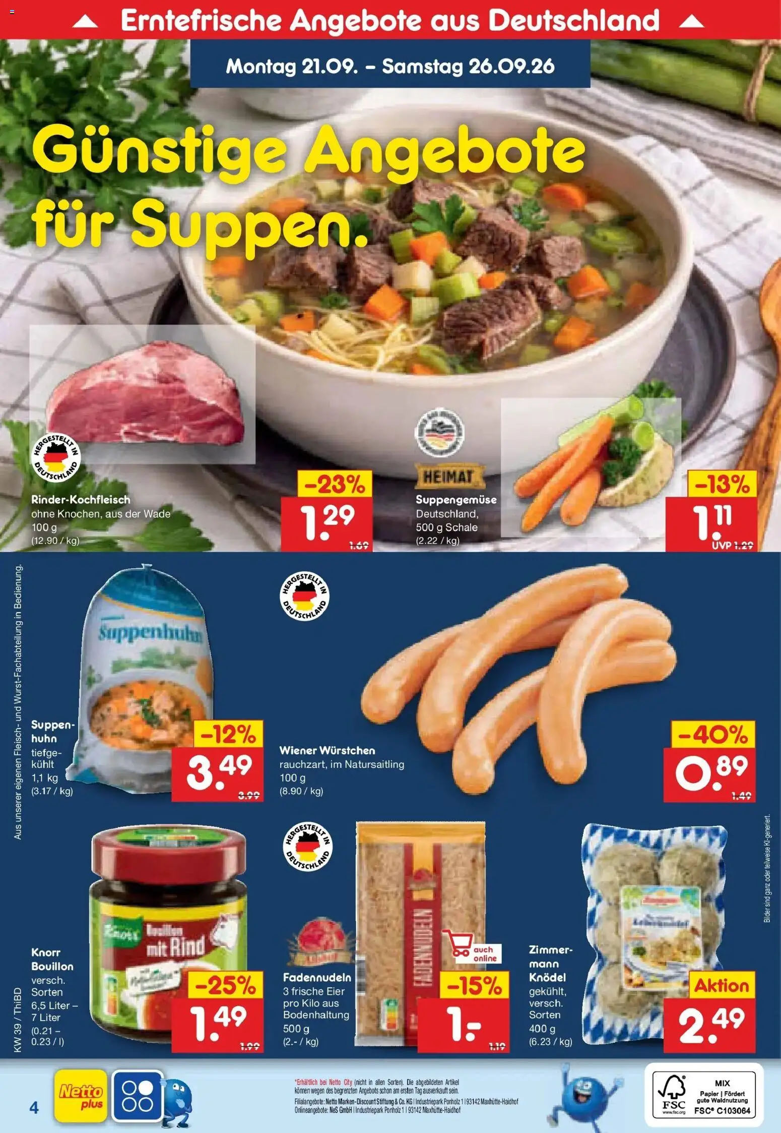 Netto Marken-Discount Prospekt Thiendorf – gültig ab 21.09.2026 | Seite: 7 | Produkte: Wiener wurstchen, Eier, Knorr, Bilder