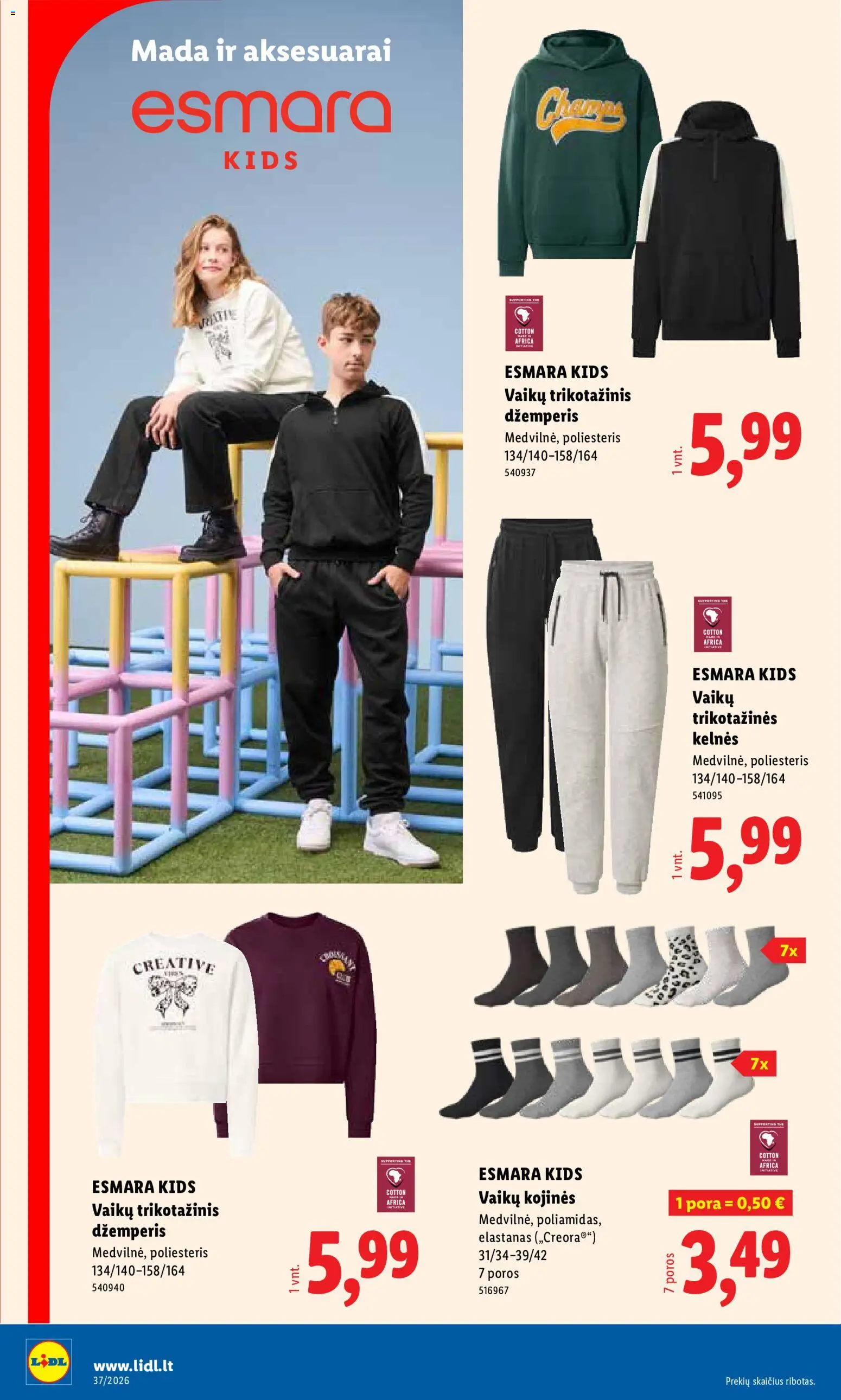 LIDL akcijos nuo 2026.09.07 | Puslapis: 22 | Prekių: Džemperis, Kelnes, Kojinės