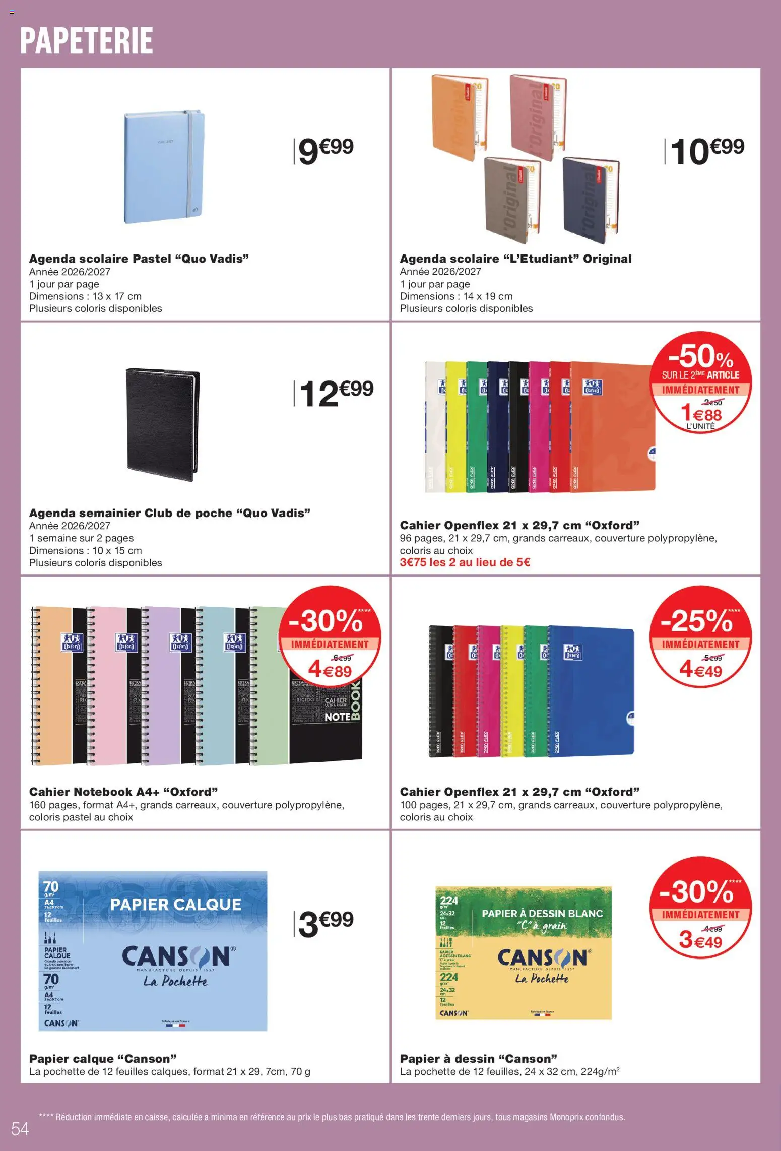 {H1} | Page: 54 | Produits: Cahier, Couverture, Notebook, Agenda scolaire