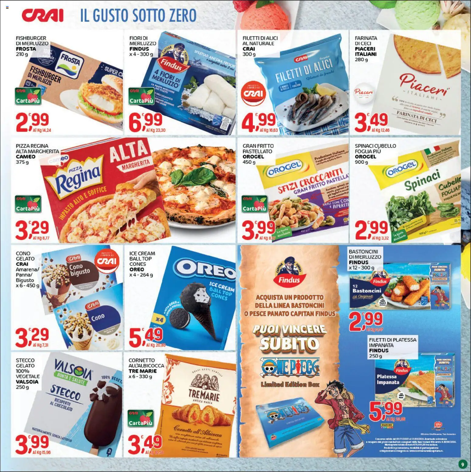 Volantino CRAI del 14.05.2026 | Pagina: 9 | Prodotti: Cioccolato, Pizza, Cornetto, Merluzzo
