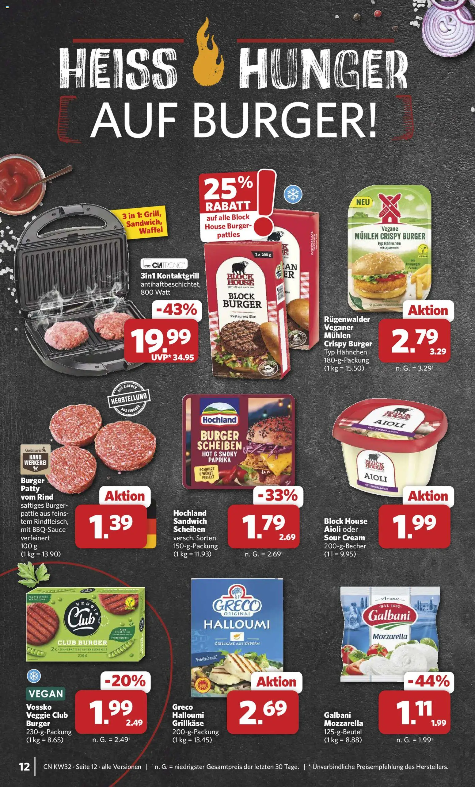 Combi Prospekt – gültig ab 03.08.2026 | Seite: 12 | Produkte: Hahnchen, Mozzarella, Burger, Knoblauch