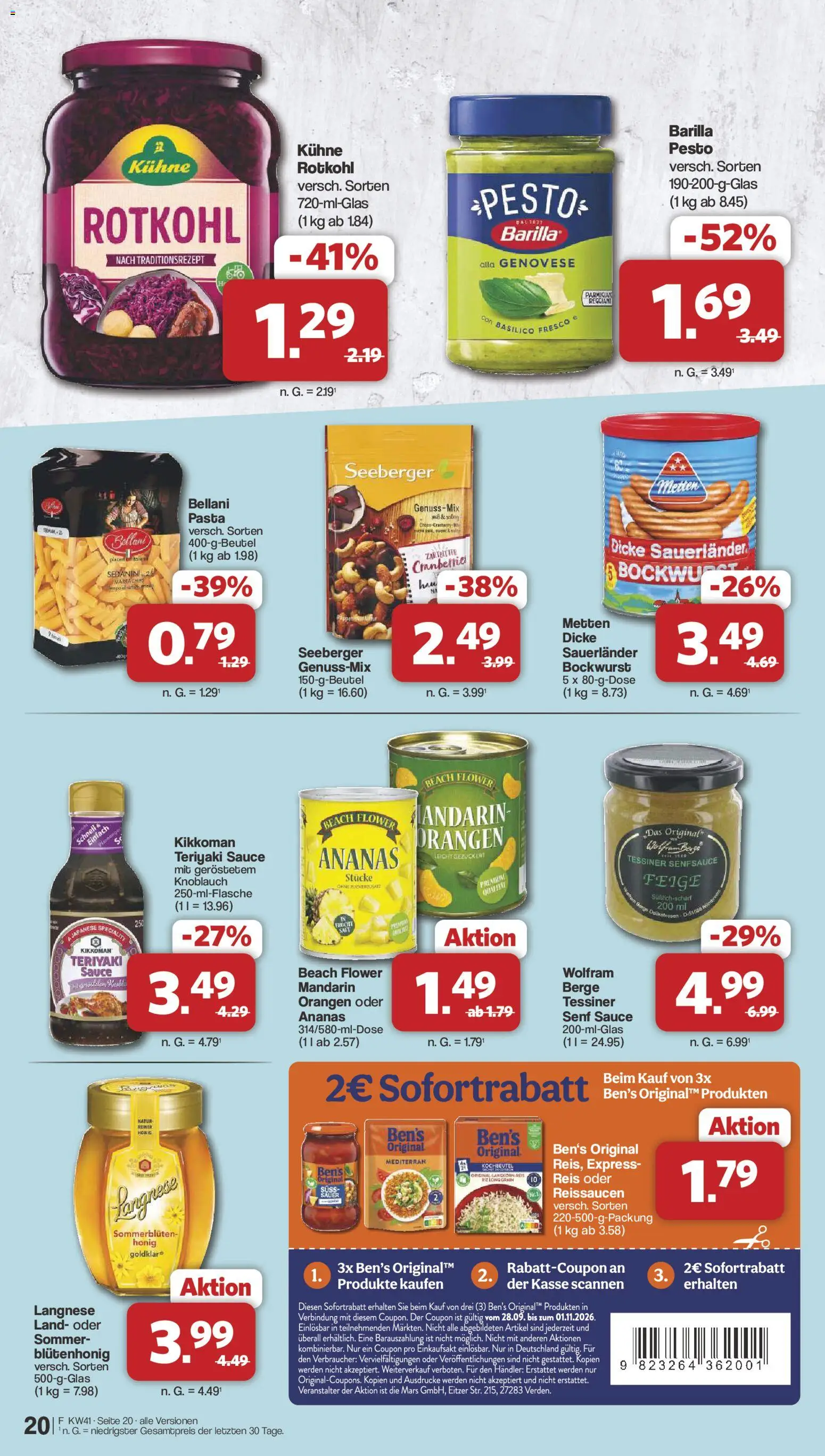 Famila Nordwest Prospekt – gültig ab 05.10.2026 | Seite: 20 | Produkte: Bockwurst, Rotkohl, Ananas, Knoblauch